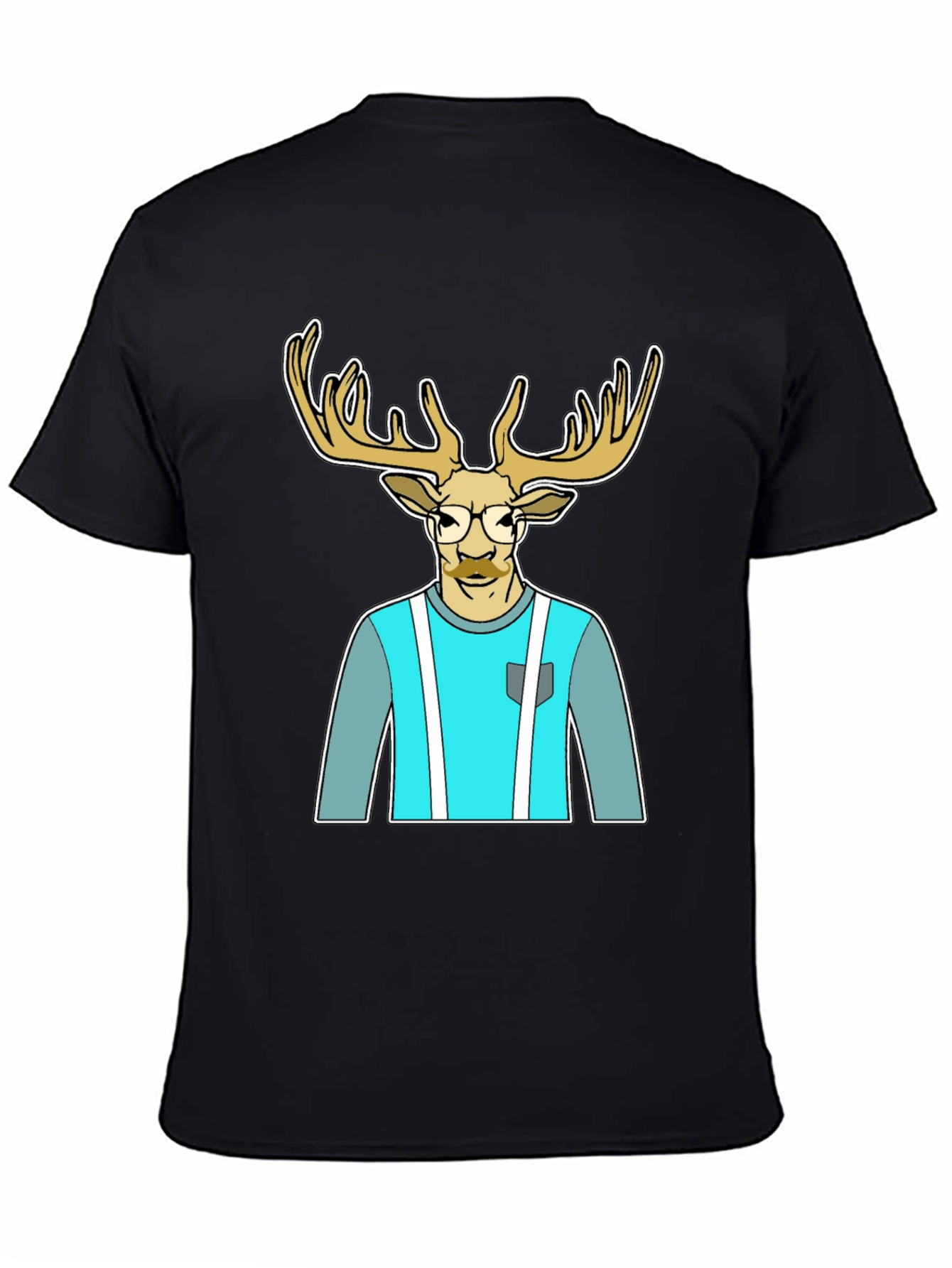Black Stylish Deer Graphic Tee view 4