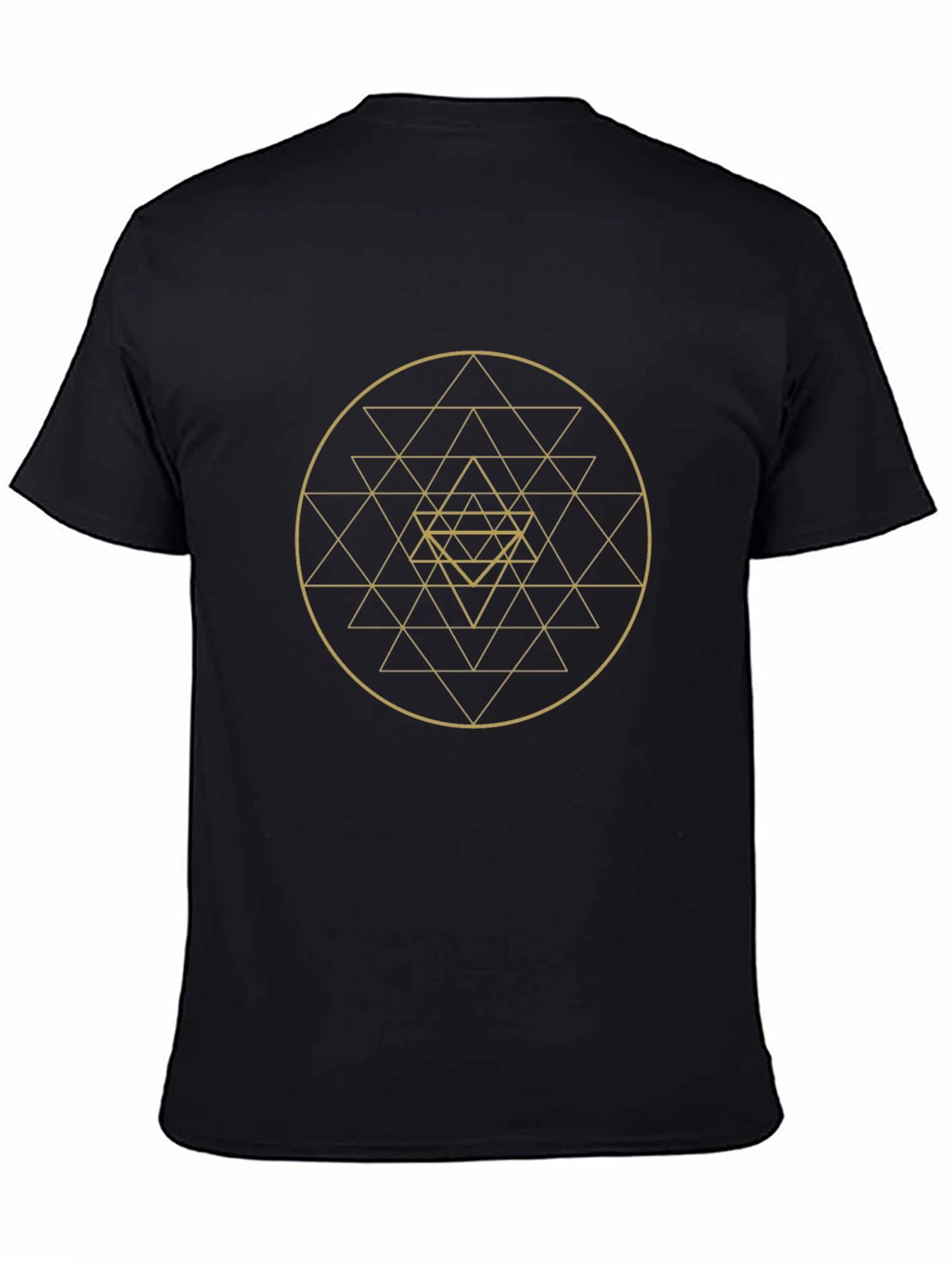 Black Geometric Design Black T-Shirt view 4