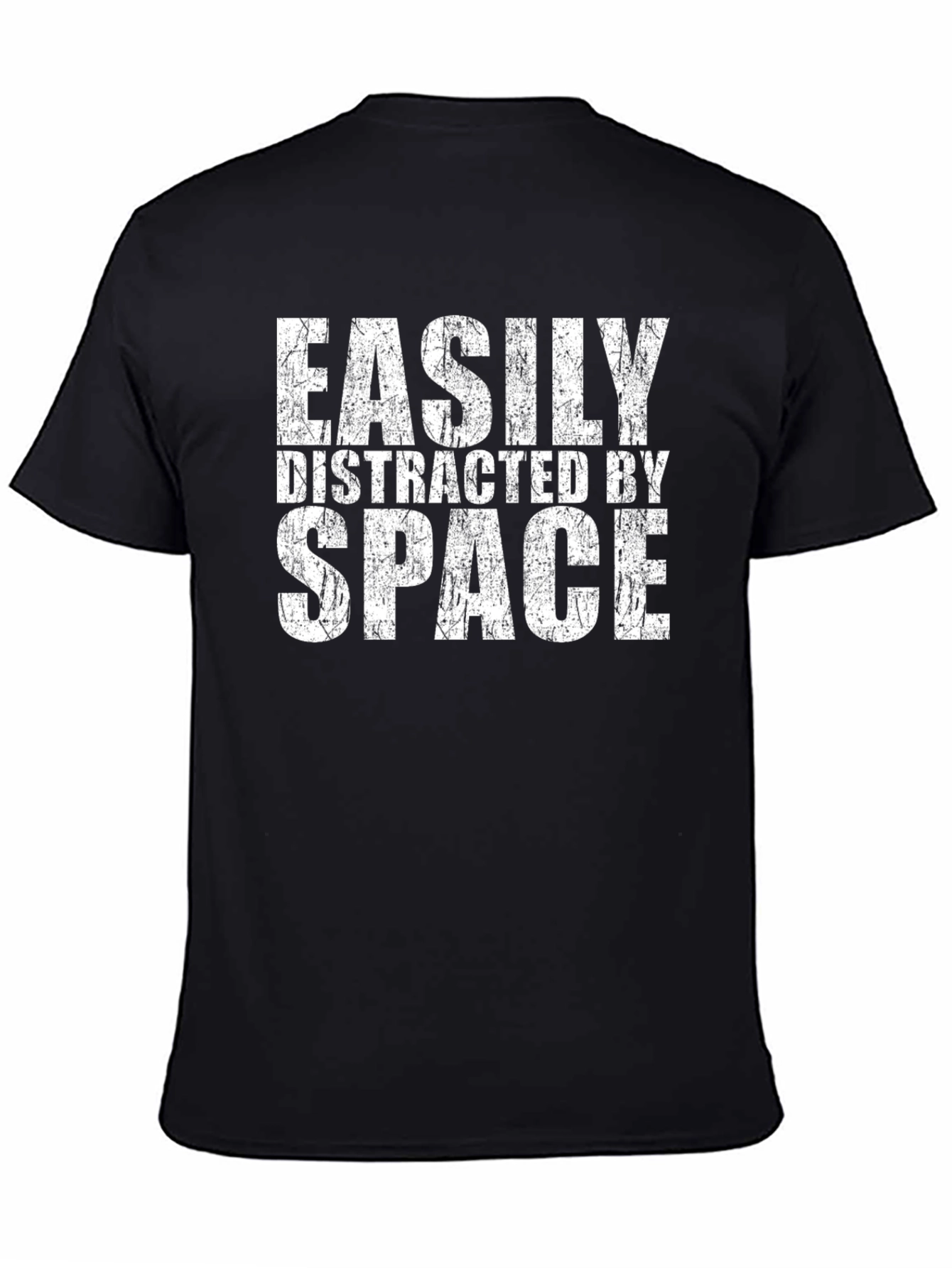 Black Easily Distracted By Space Black Graphic T-Shirt view 4