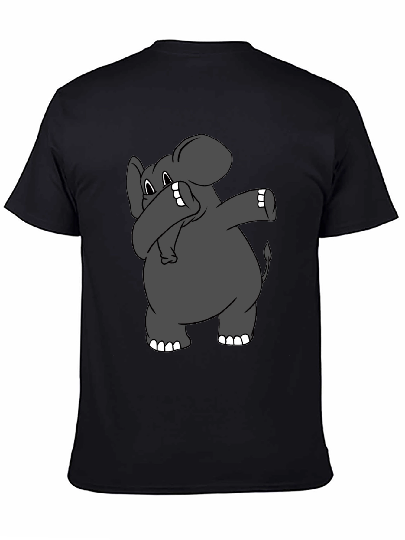 Black Dabbing Elephant Graphic T-Shirt - Black Cotton Tee view 4