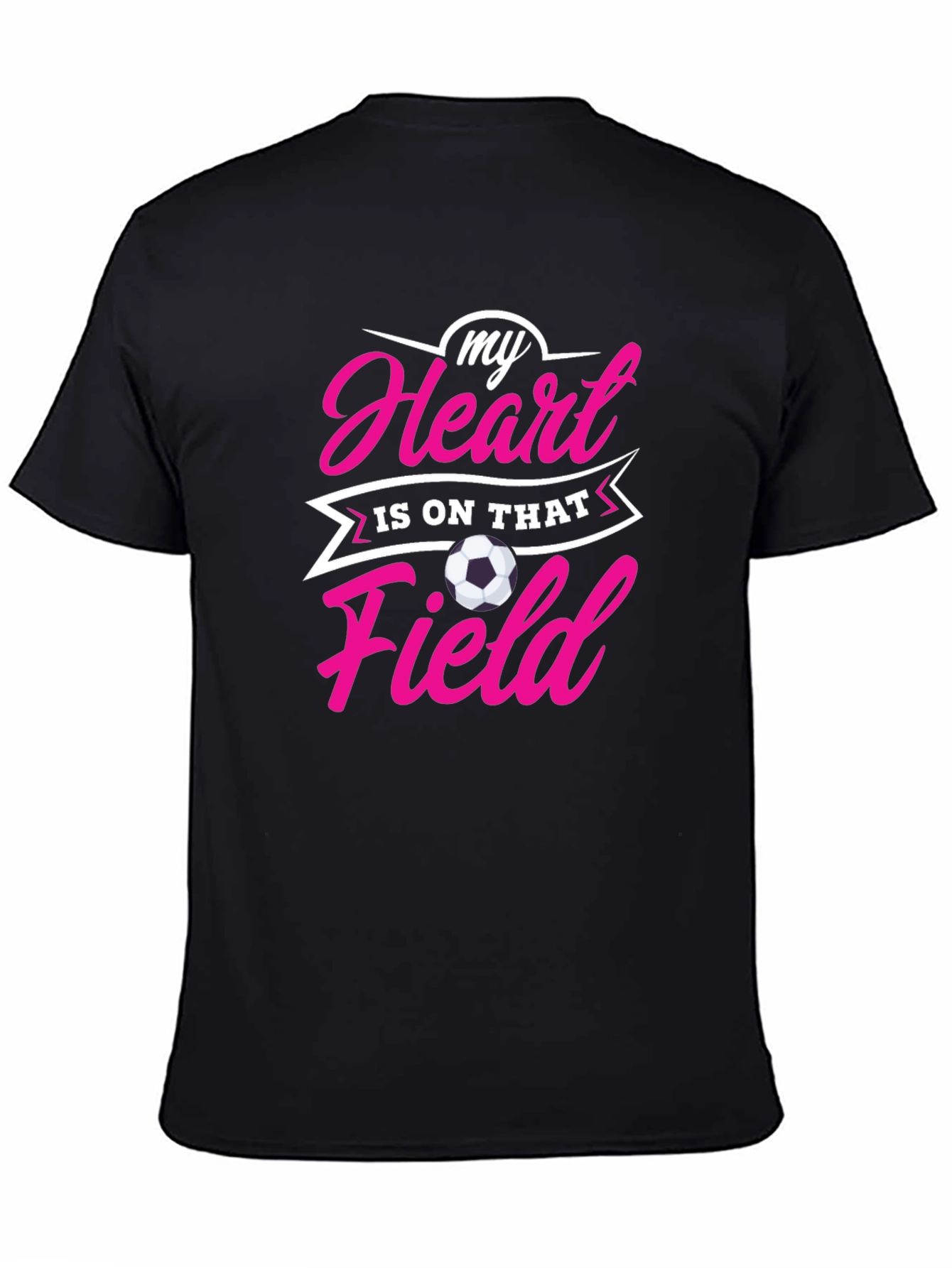 Black Soccer Mom/Dad Heart on Field Black T-Shirt view 4
