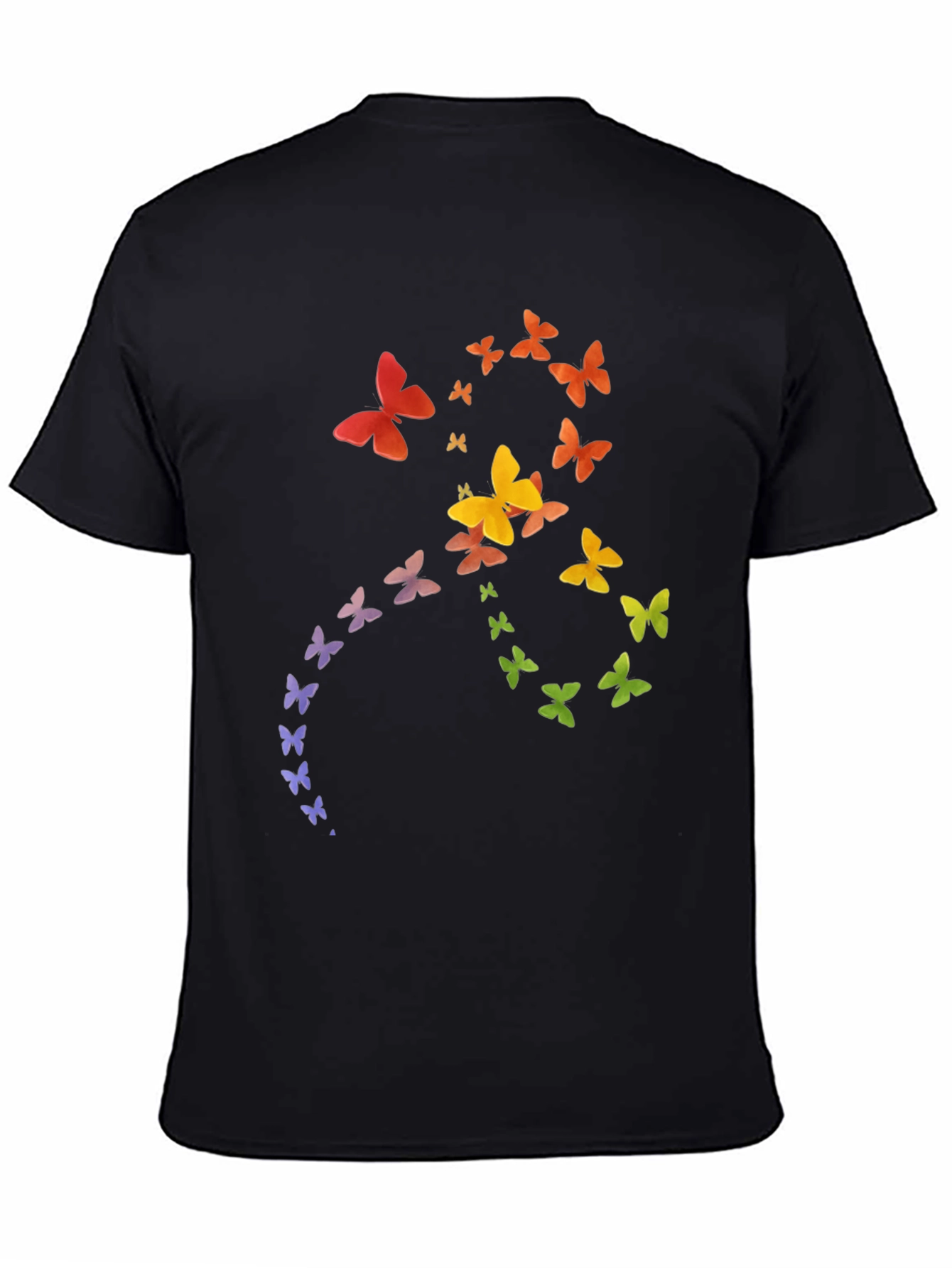 Black Rainbow Butterfly Graphic Tee - Soft Cotton Casual Shirt view 4