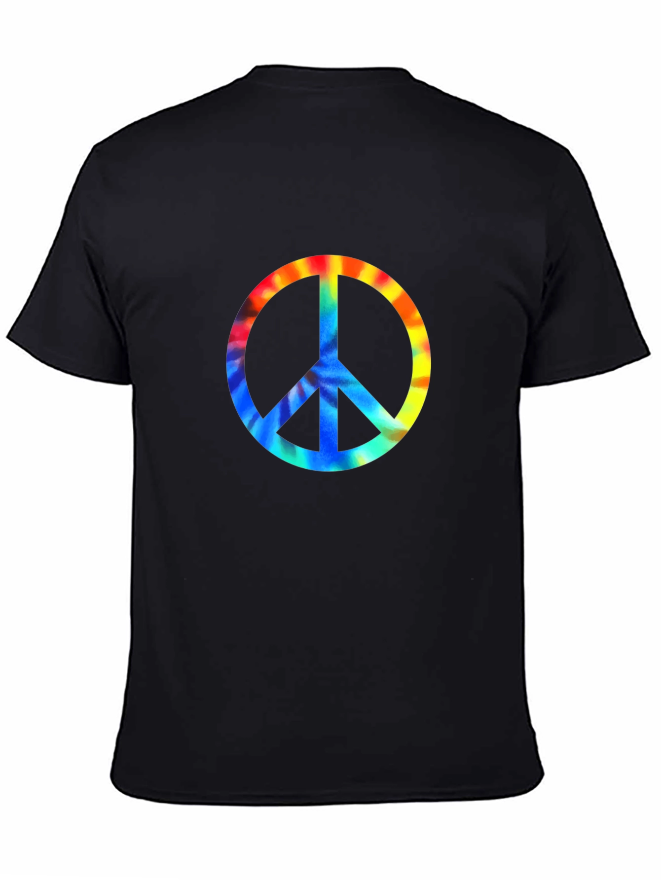 Black Peace Sign Tie-Dye Graphic Tee - Black view 4