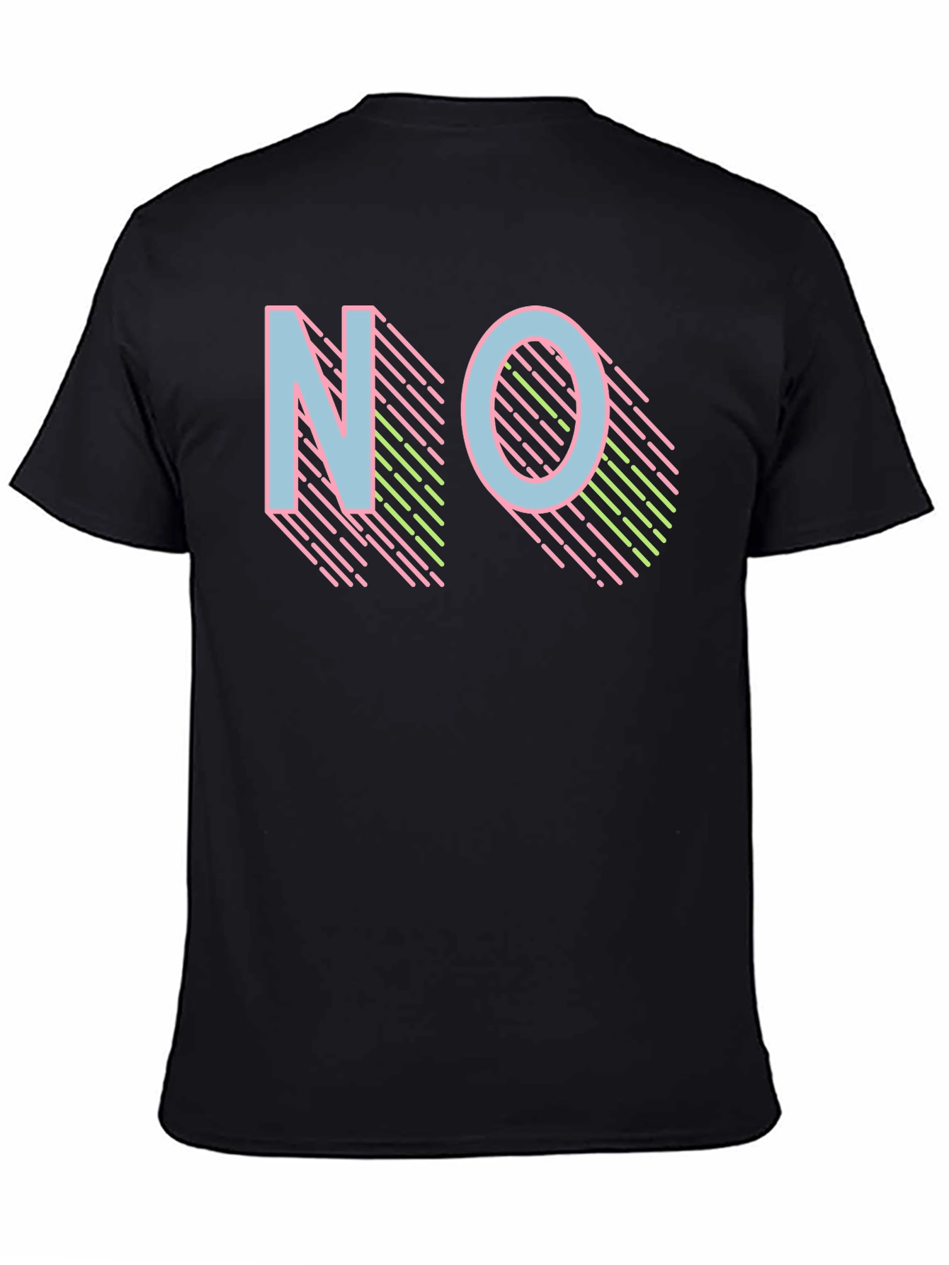 Black Retro NO Graphic Print Men's T-Shirt view 4
