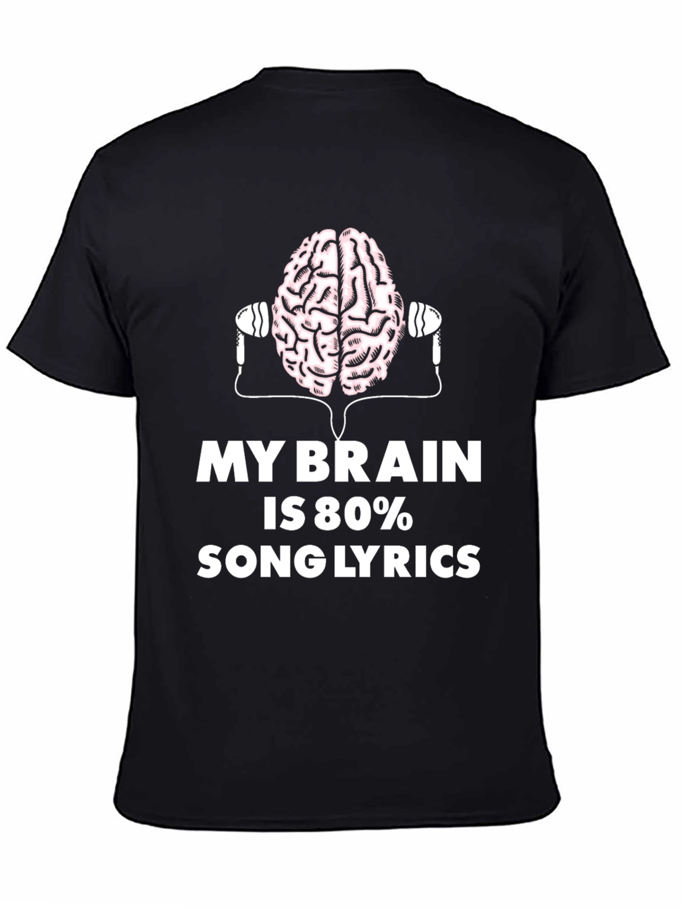 Black Brain 80% Song Lyrics Black T-Shirt view 4