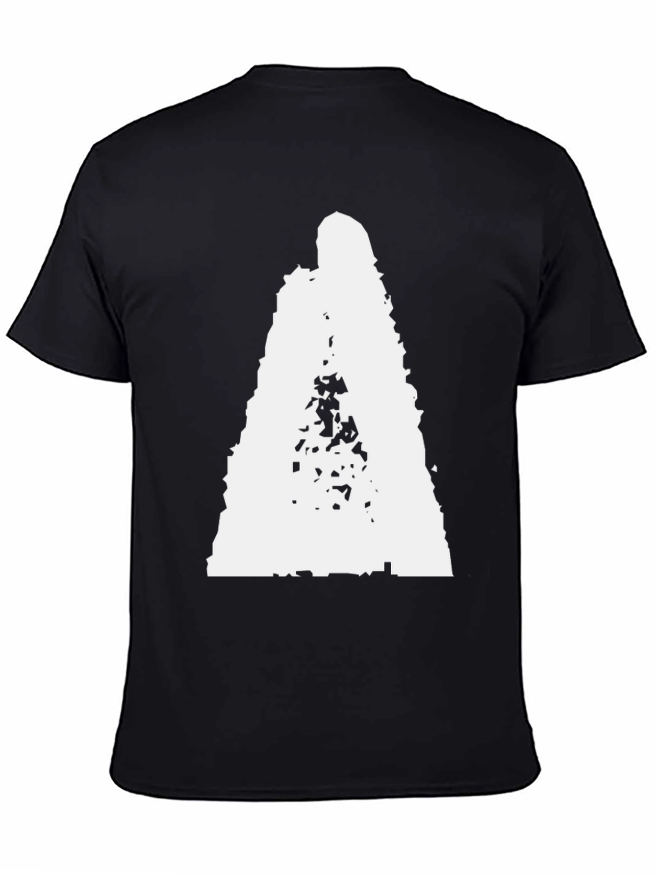 Black Black T-Shirt with Abstract White Figure Print view 4