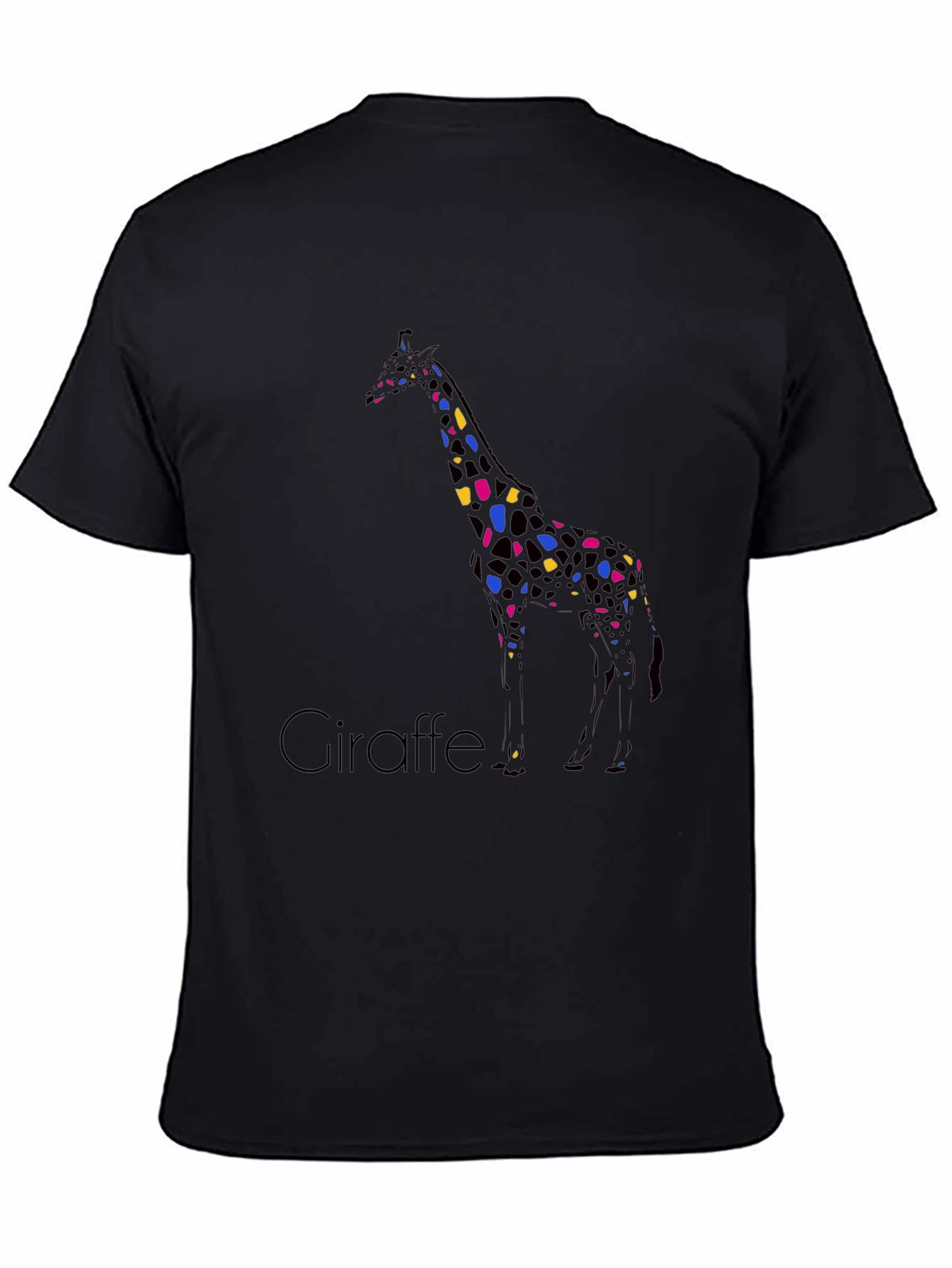 Black Giraffe Print Crew Neck T-Shirt view 4