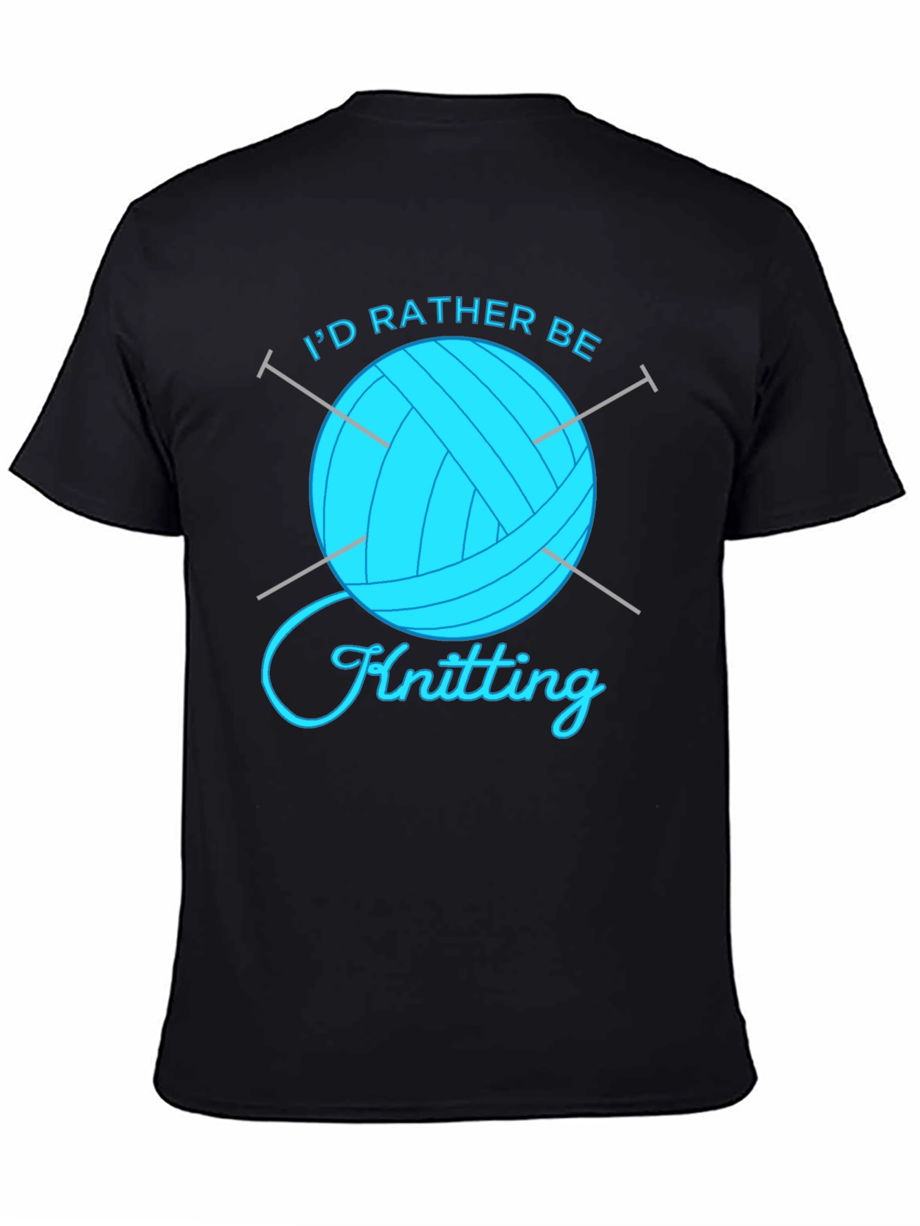 Black I'd Rather Be Knitting Graphic T-Shirt view 4