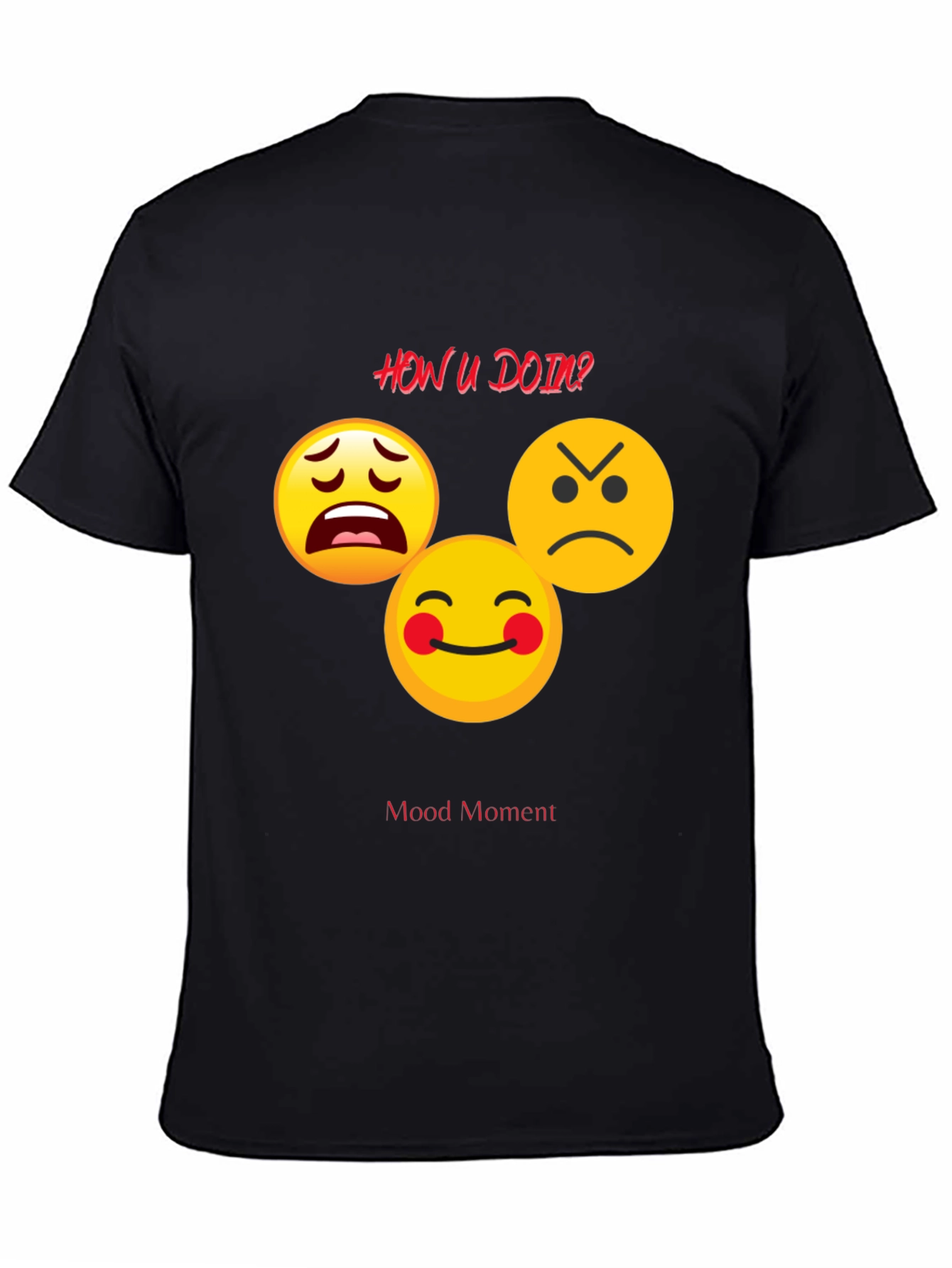 Black Mood Moment Emoji Graphic Black T-Shirt view 4