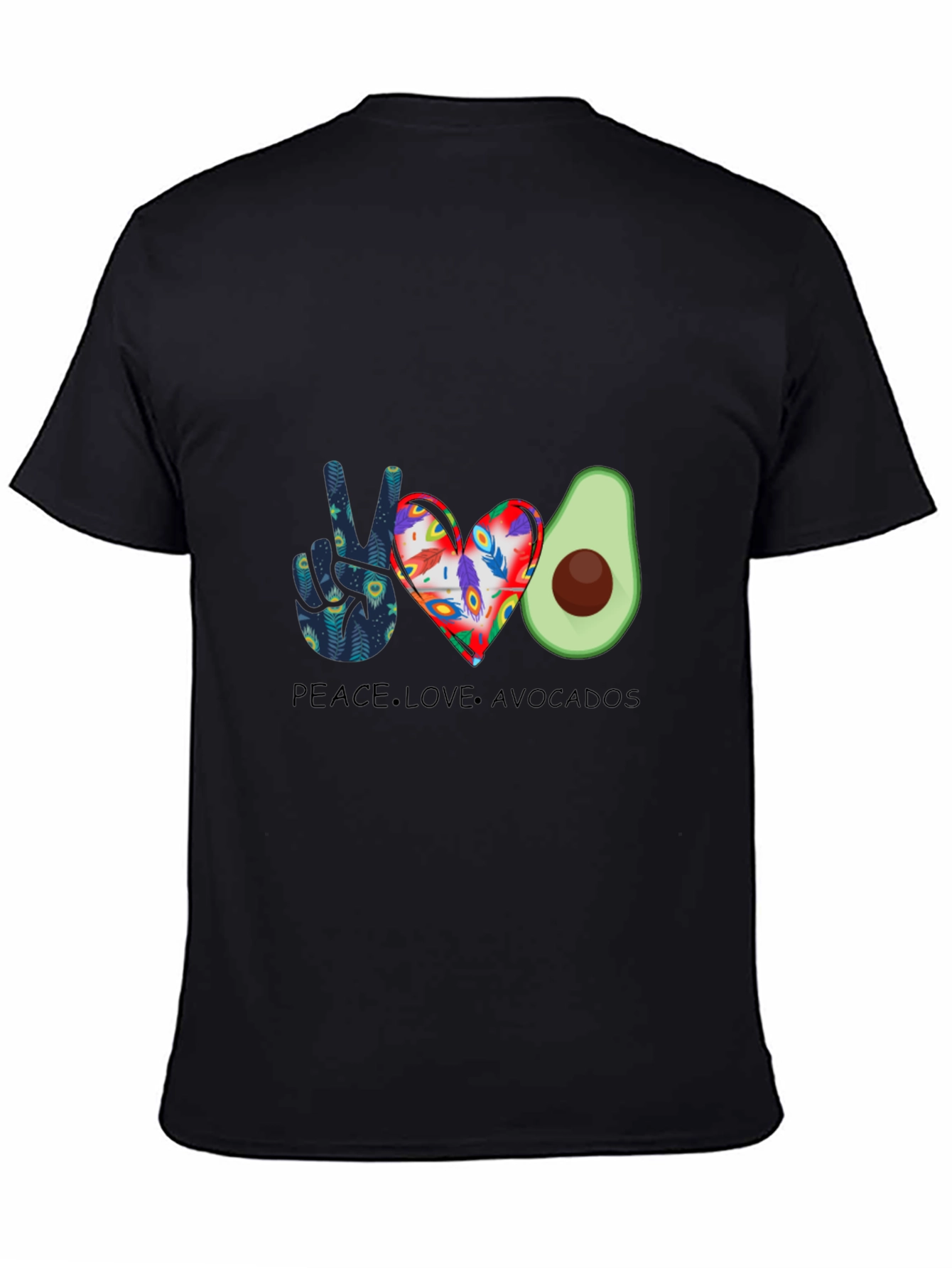 Black Peace Love Avocados Graphic T-Shirt view 4