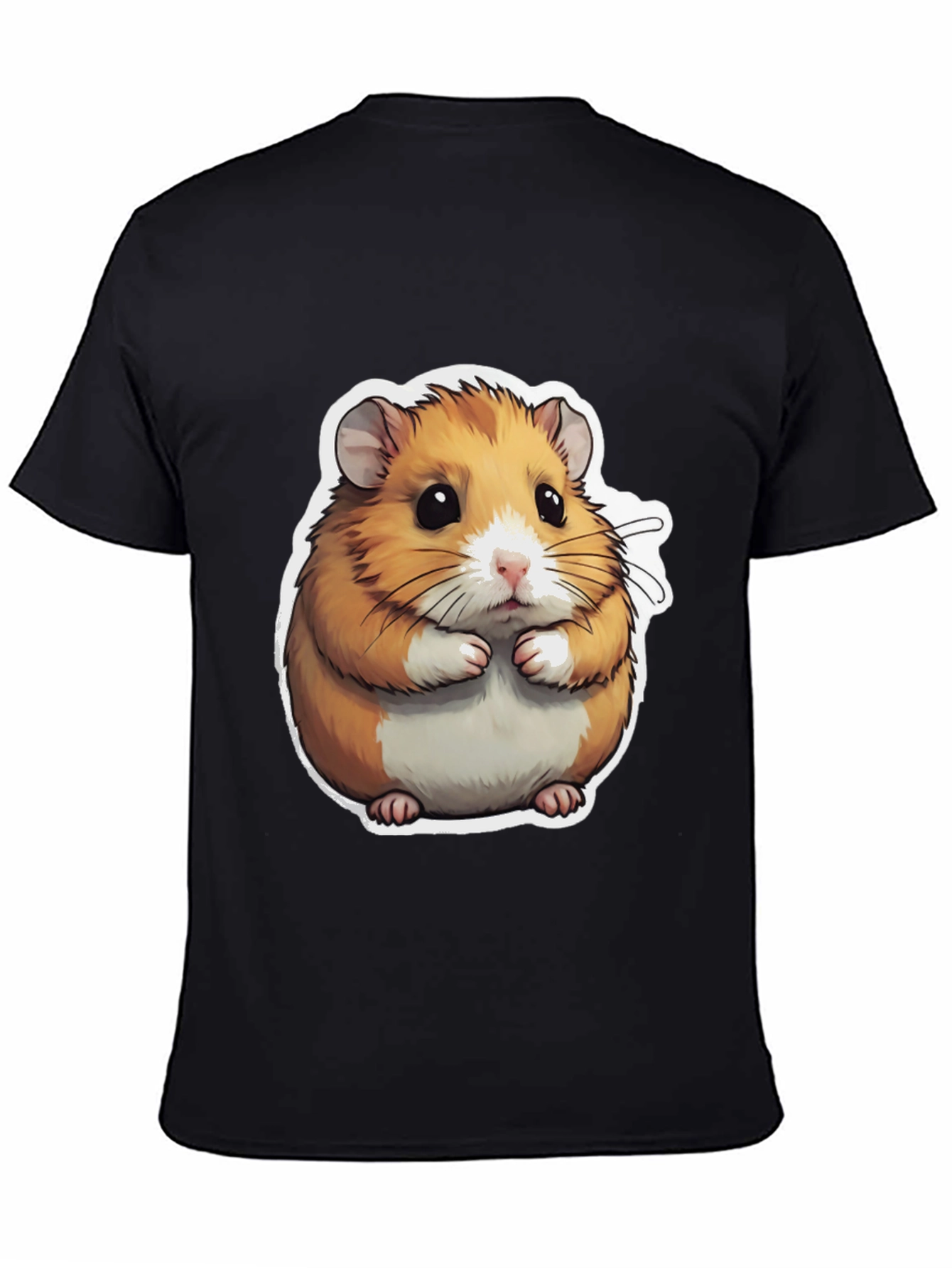 Black Cute Hamster Graphic Tee - Black Cotton Blend view 4
