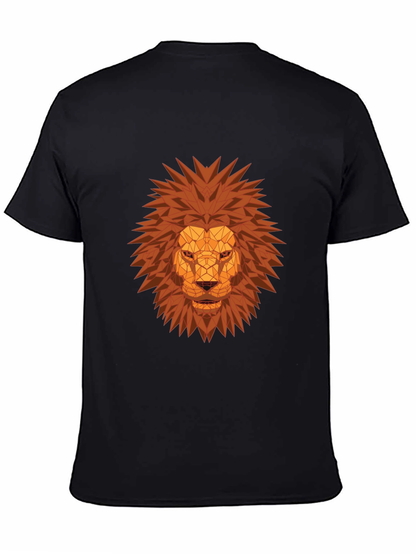 Black Geometric Lion Head Graphic Tee - Black view 4