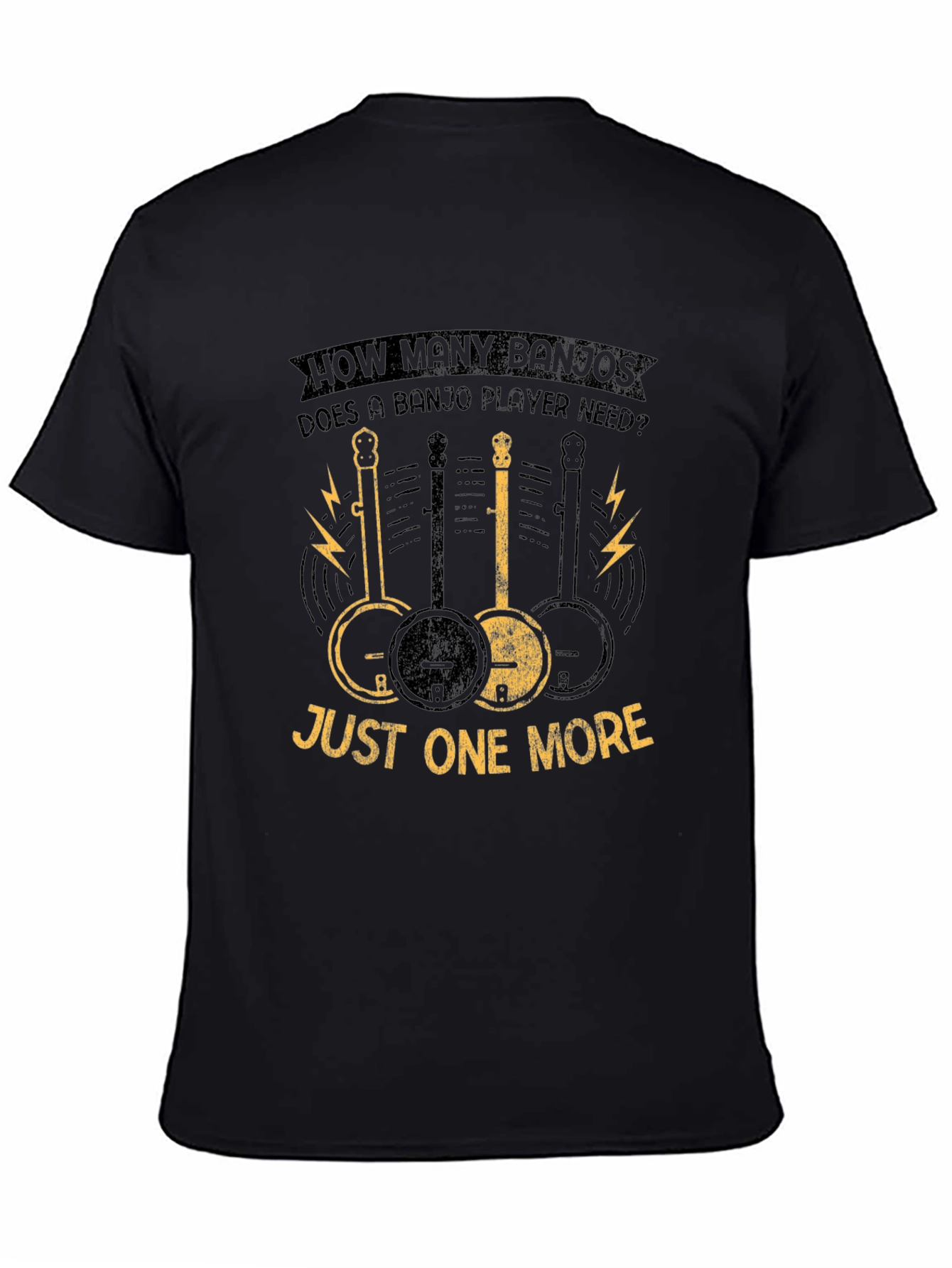 Black Banjo Player T-Shirt - Just One More Banjo view 4