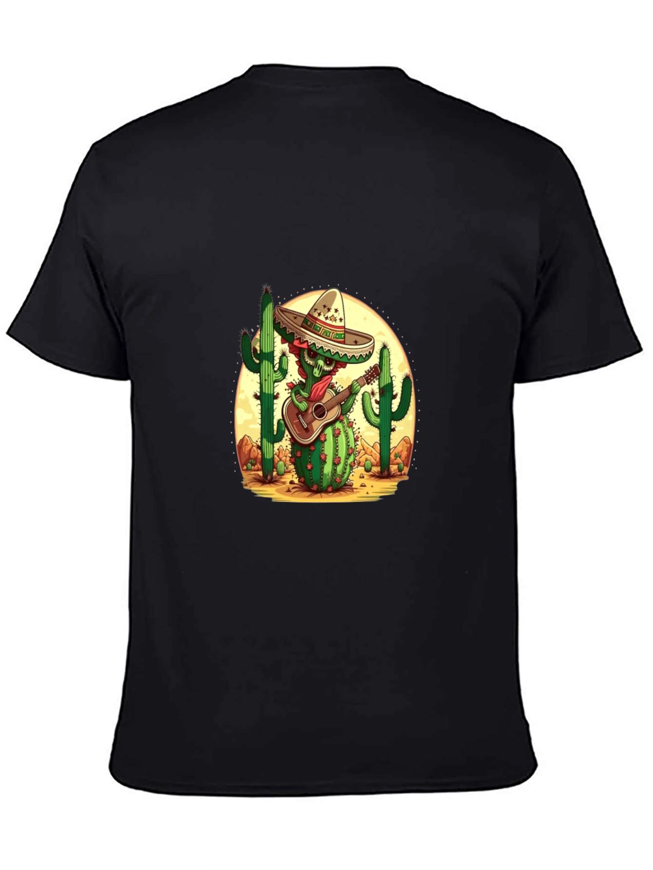 Black Cactus Mariachi Graphic Tee - Desert Fiesta Shirt view 4