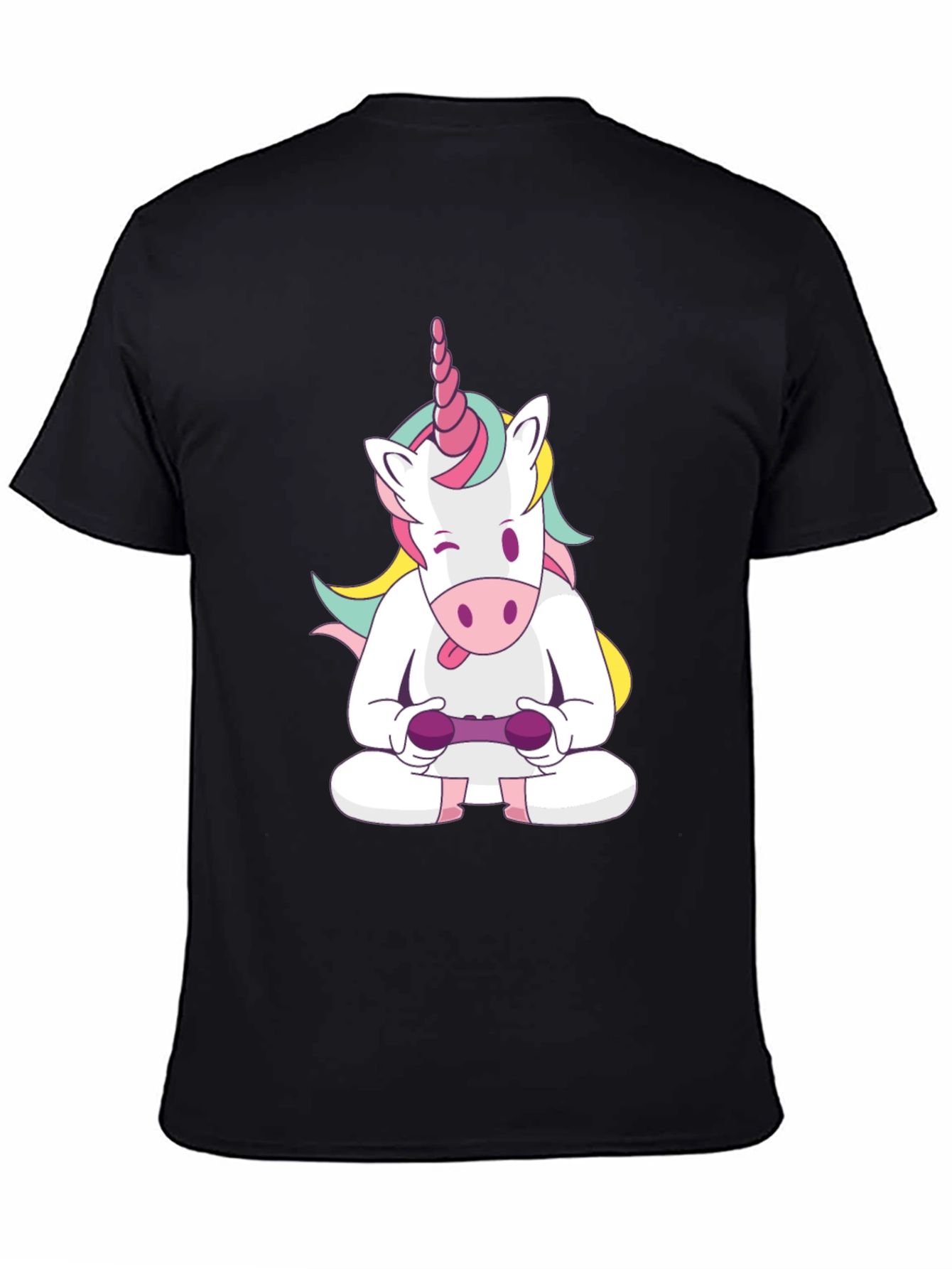 Black Unicorn Gamer T-Shirt - Funny Graphic Tee view 4