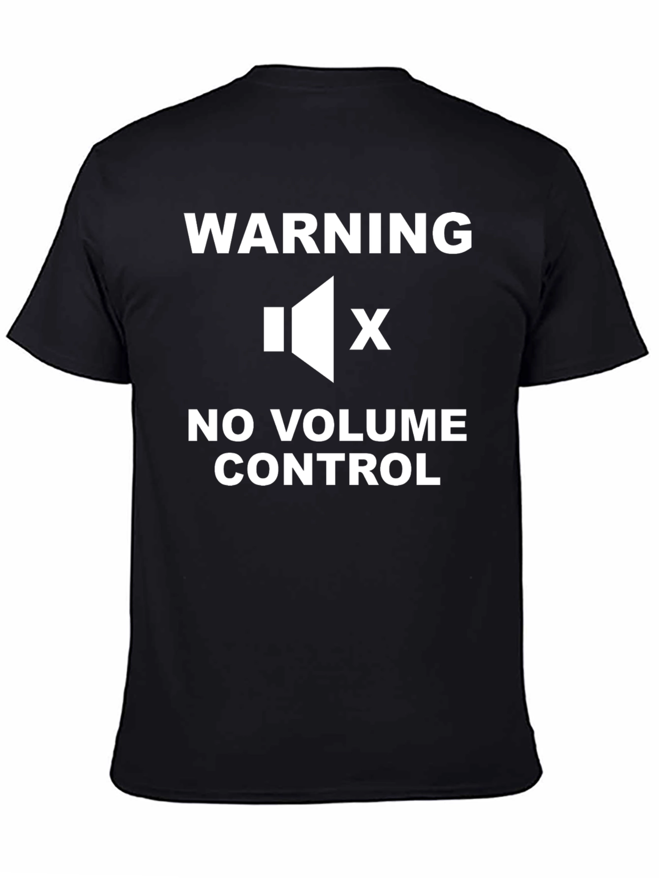 Black Warning No Volume Control Novelty T-Shirt view 4