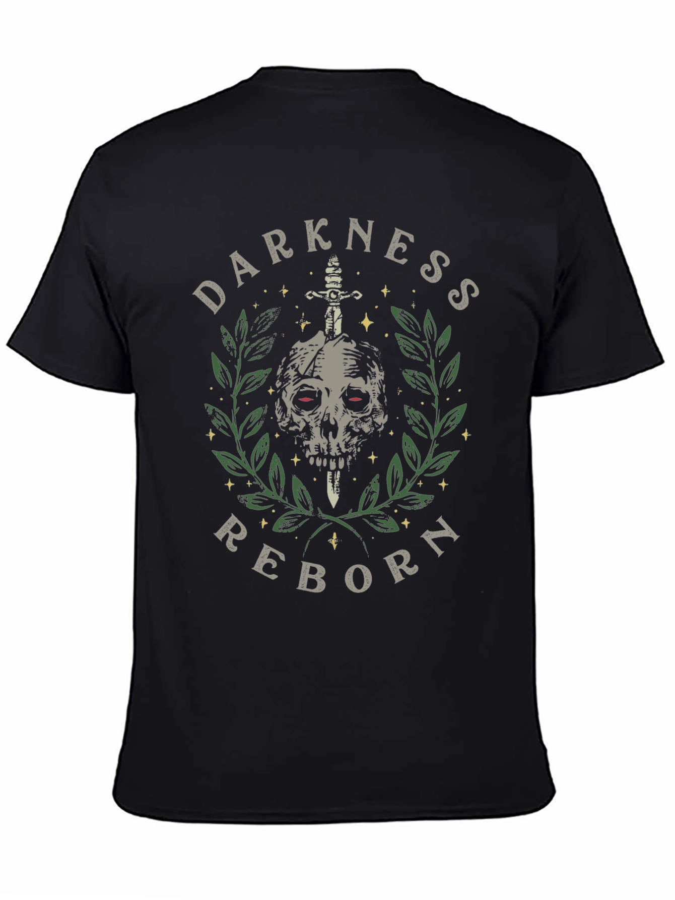 Black Darkness Reborn Graphic Tee - Skull & Sword Print view 4