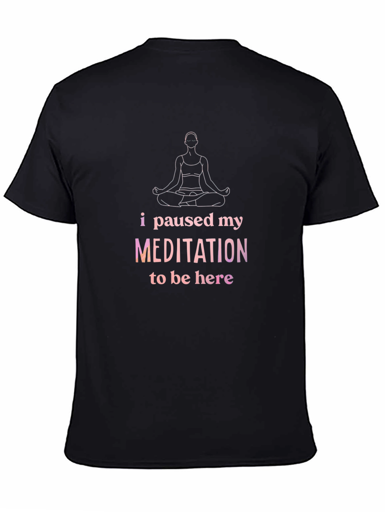 Black Meditation Pause T-Shirt - Relaxed Fit Cotton Tee view 4