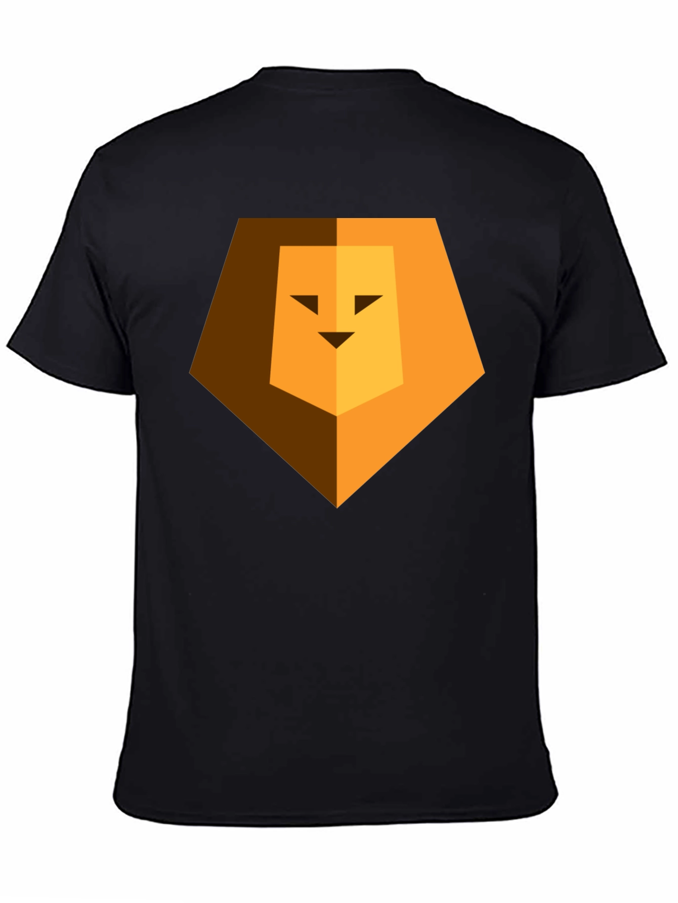 Black Geometric Lion Head Graphic Print Black Tee view 4