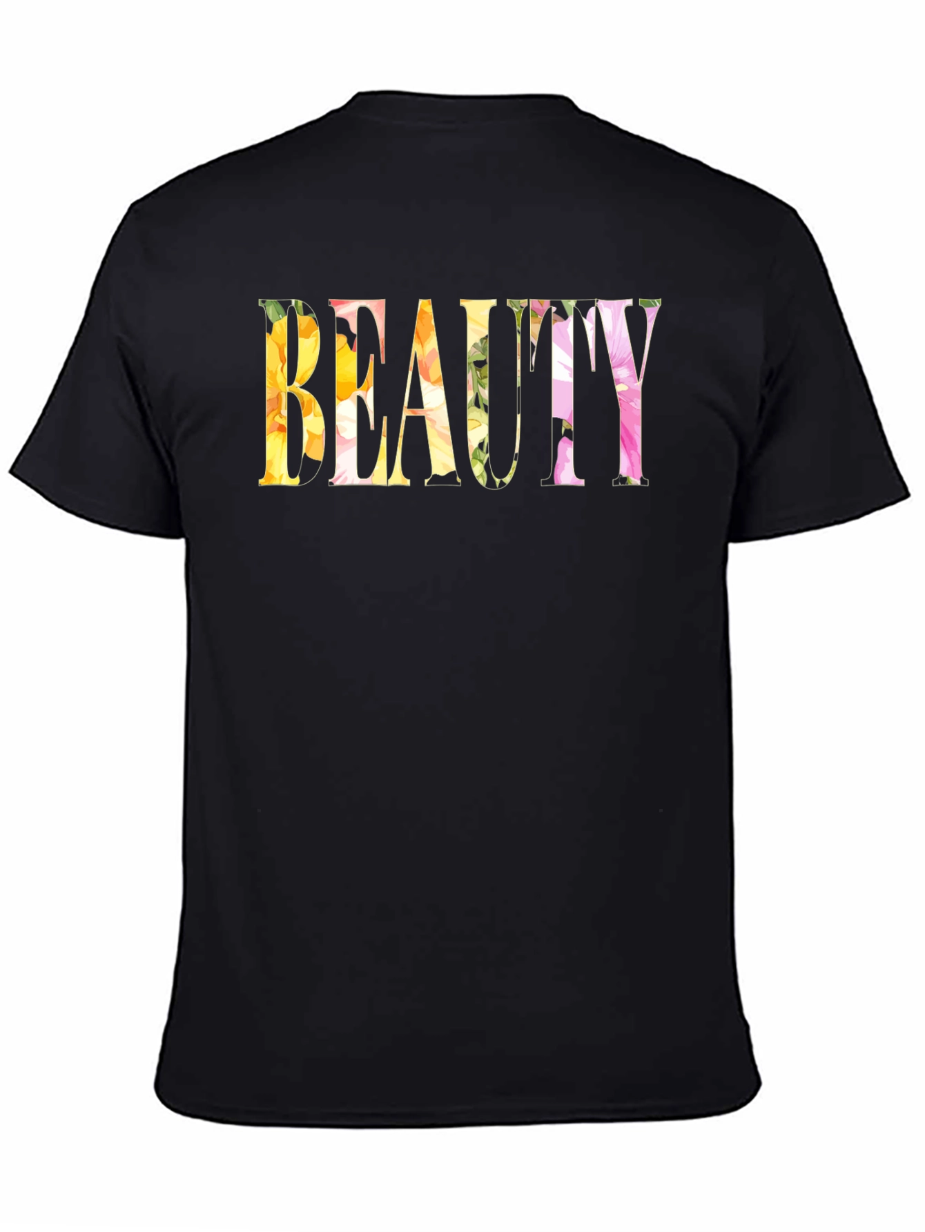 Black Floral Beauty Graphic T-Shirt view 4