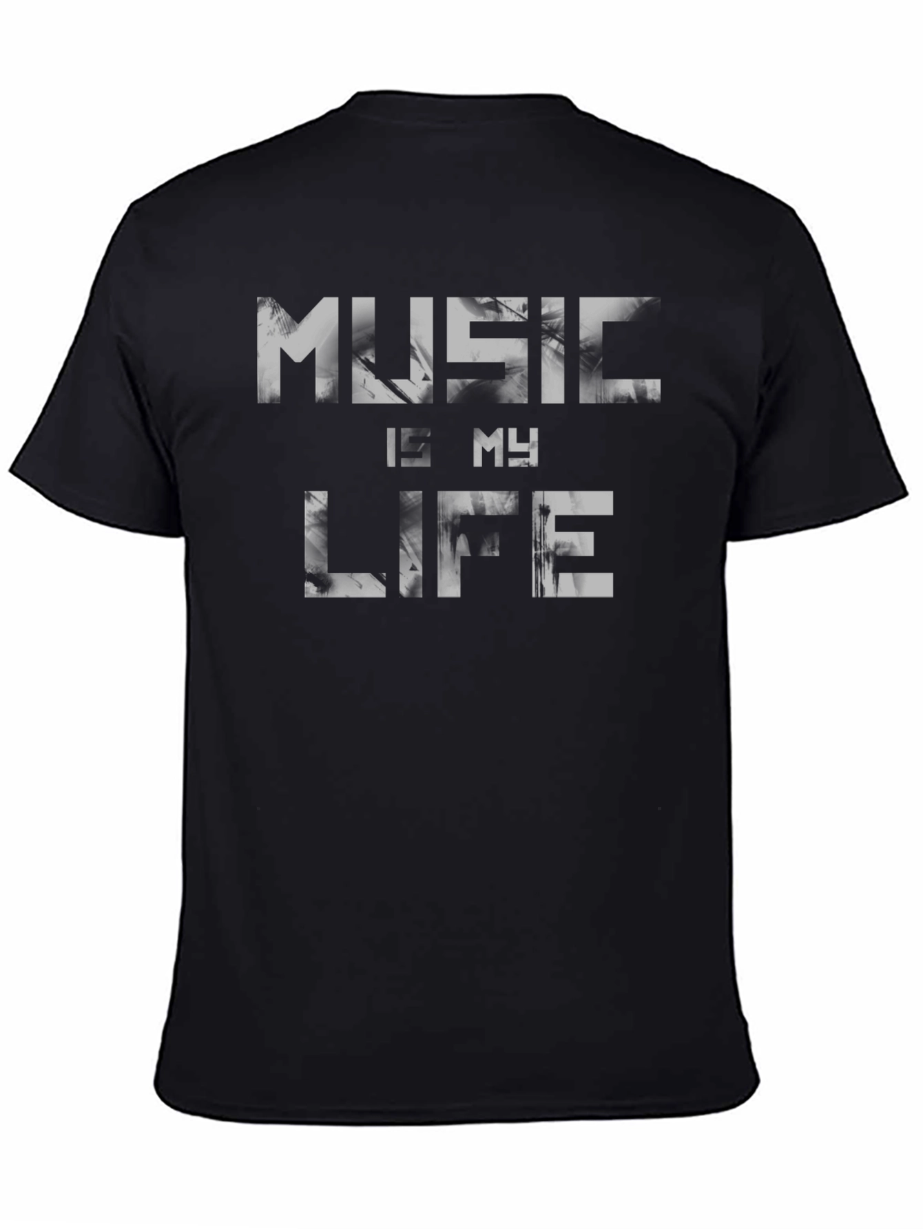 Black Music Is My Life Graphic Tee - Black Casual T-Shirt view 4