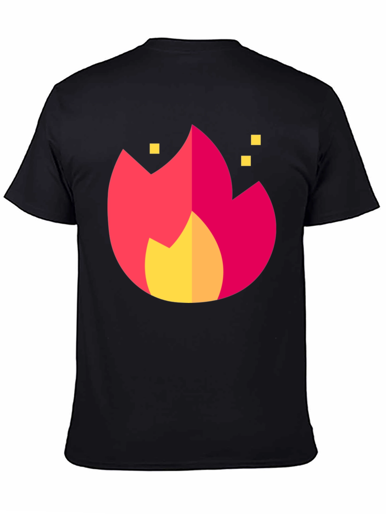 Black Bold Flame Graphic Tee - Black Crew Neck view 4