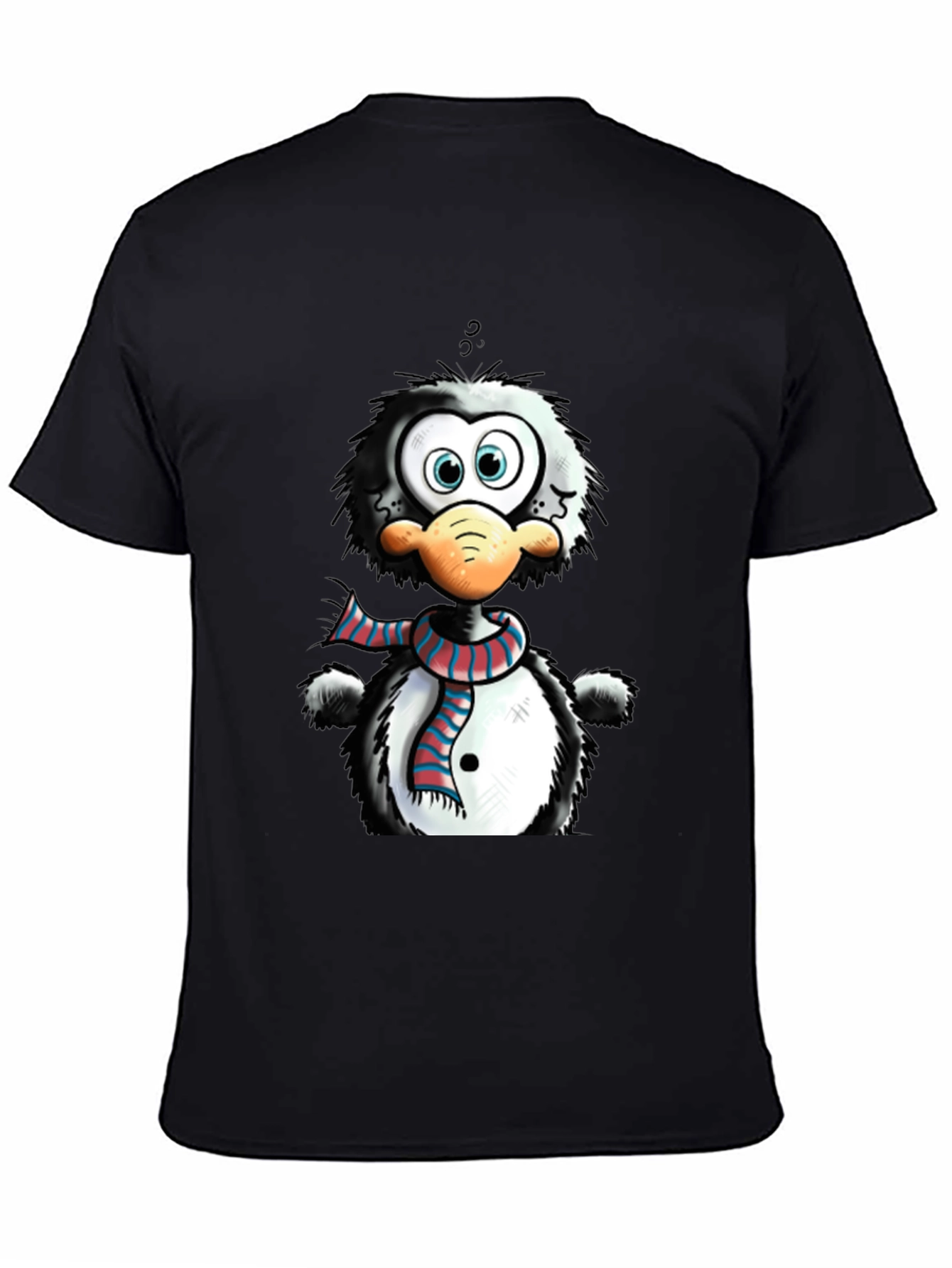 Black Cartoon Penguin Graphic Tee - Quirky Style view 4