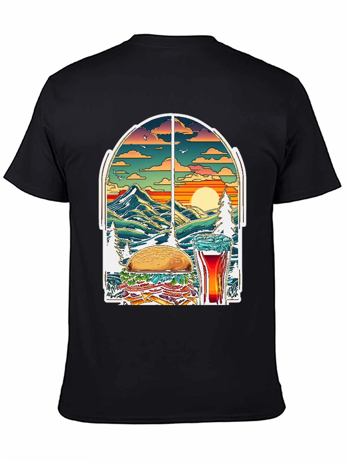 Black Burger Beer Nature T-Shirt view 4