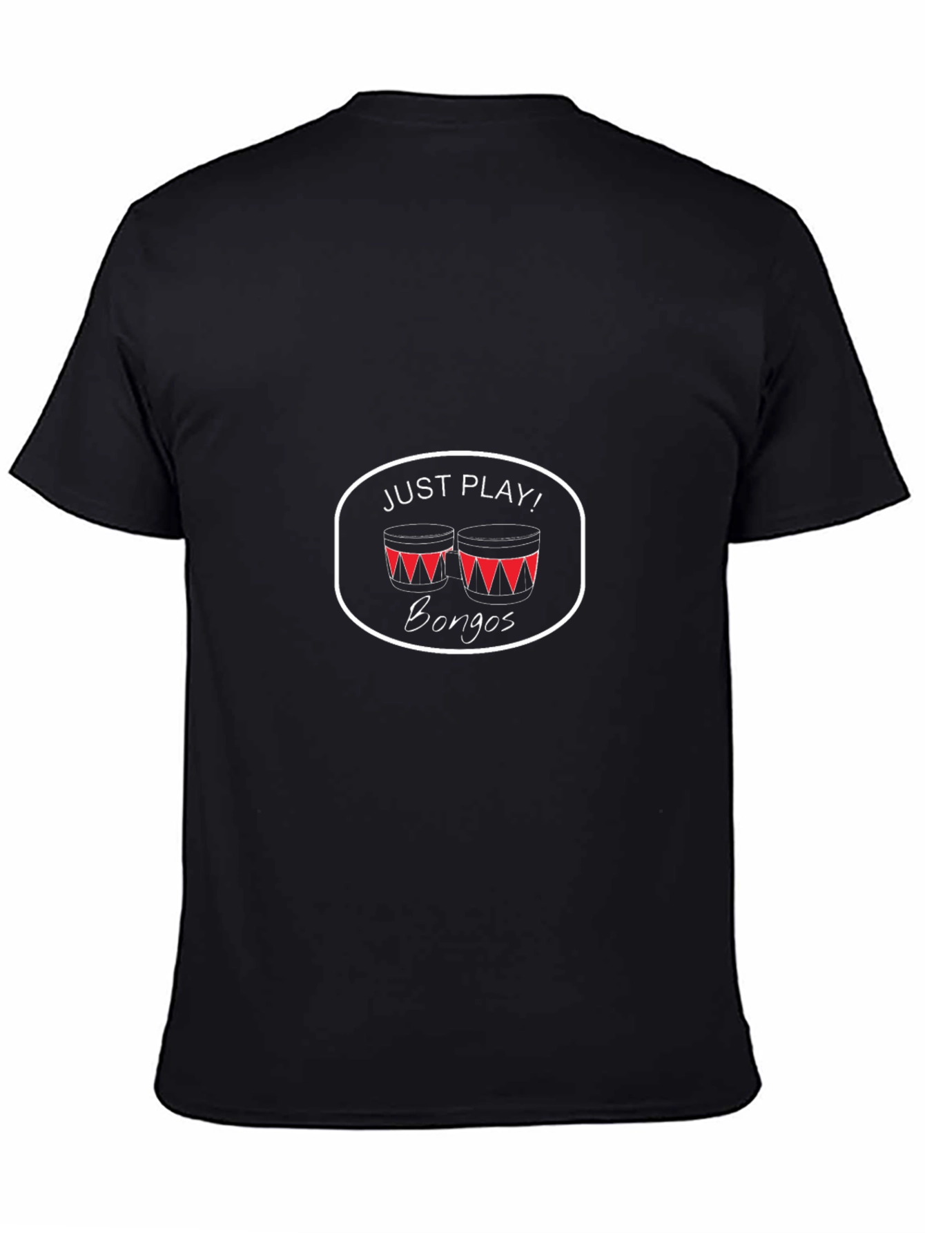 Black Just Play Bongos T-Shirt - Black Cotton Tee view 4