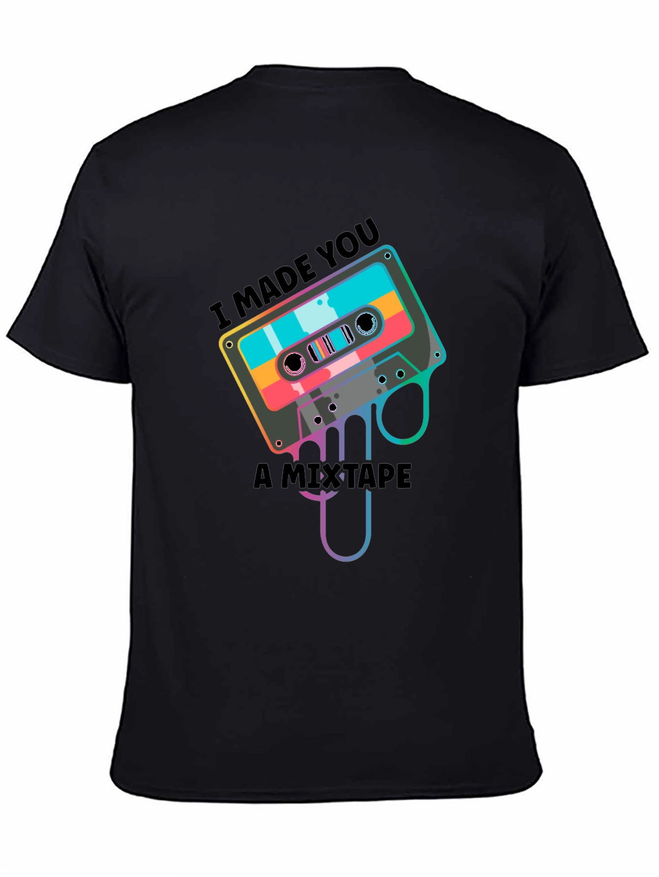 Black Retro Mixtape T-Shirt - I Made You A Mixtape view 4