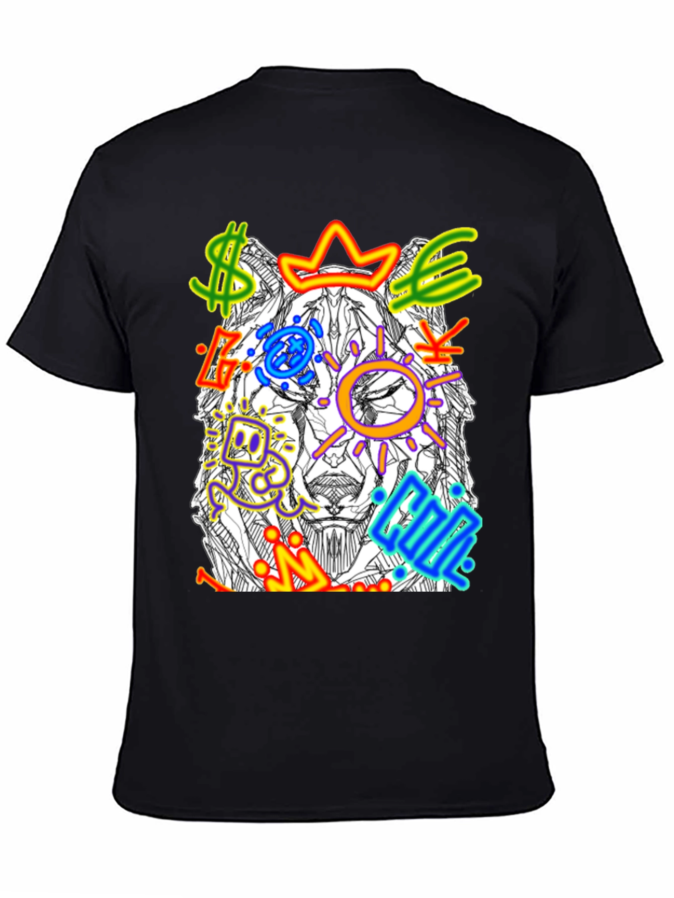 Black Wolf Graffiti Art Graphic T-Shirt view 4