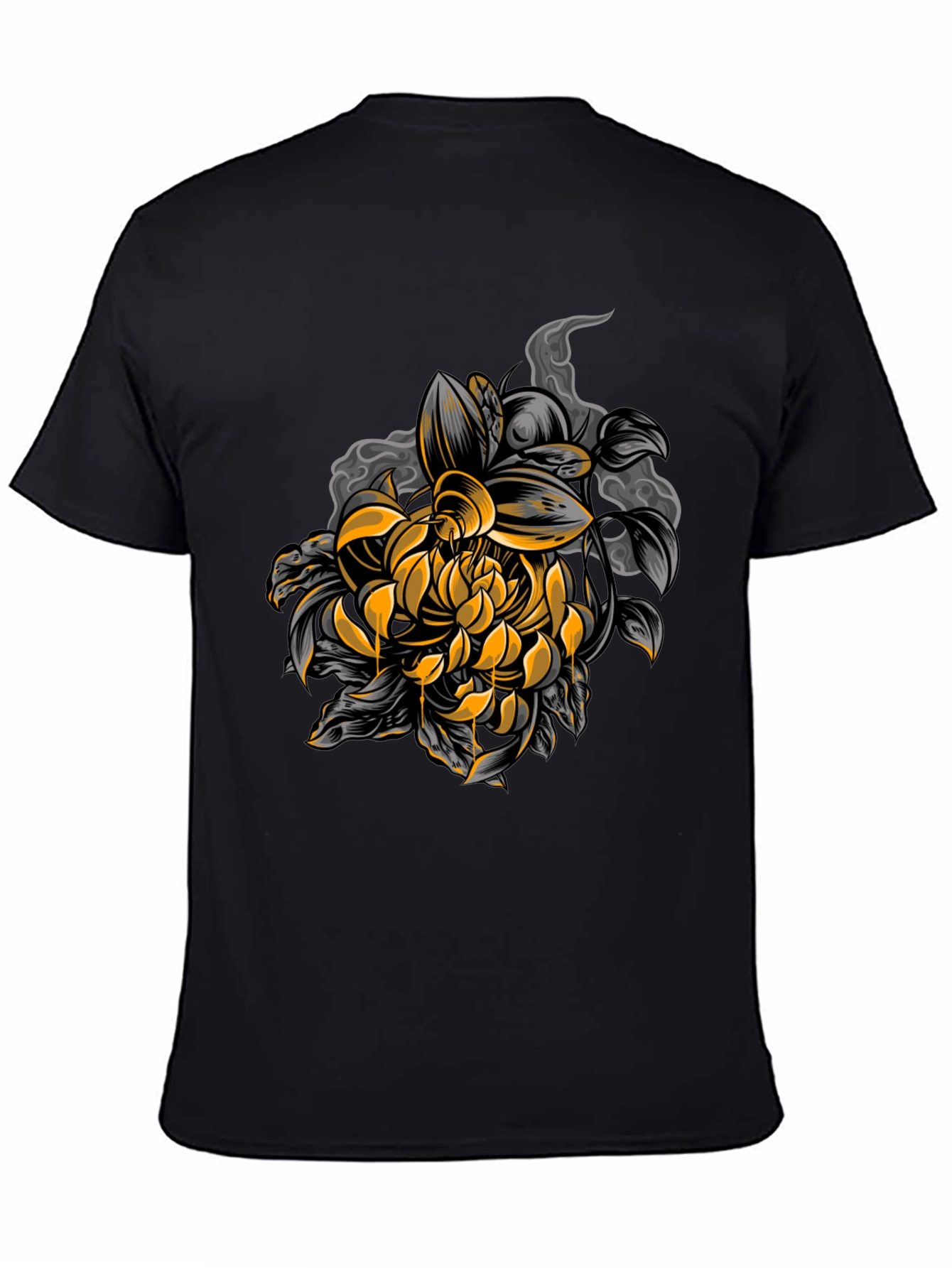 Black Chrysanthemum Graphic Black Tee view 4