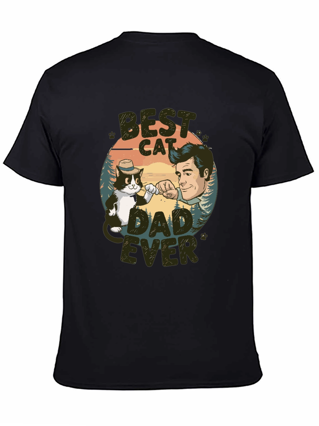Black Best Cat Dad Ever T-Shirt view 4