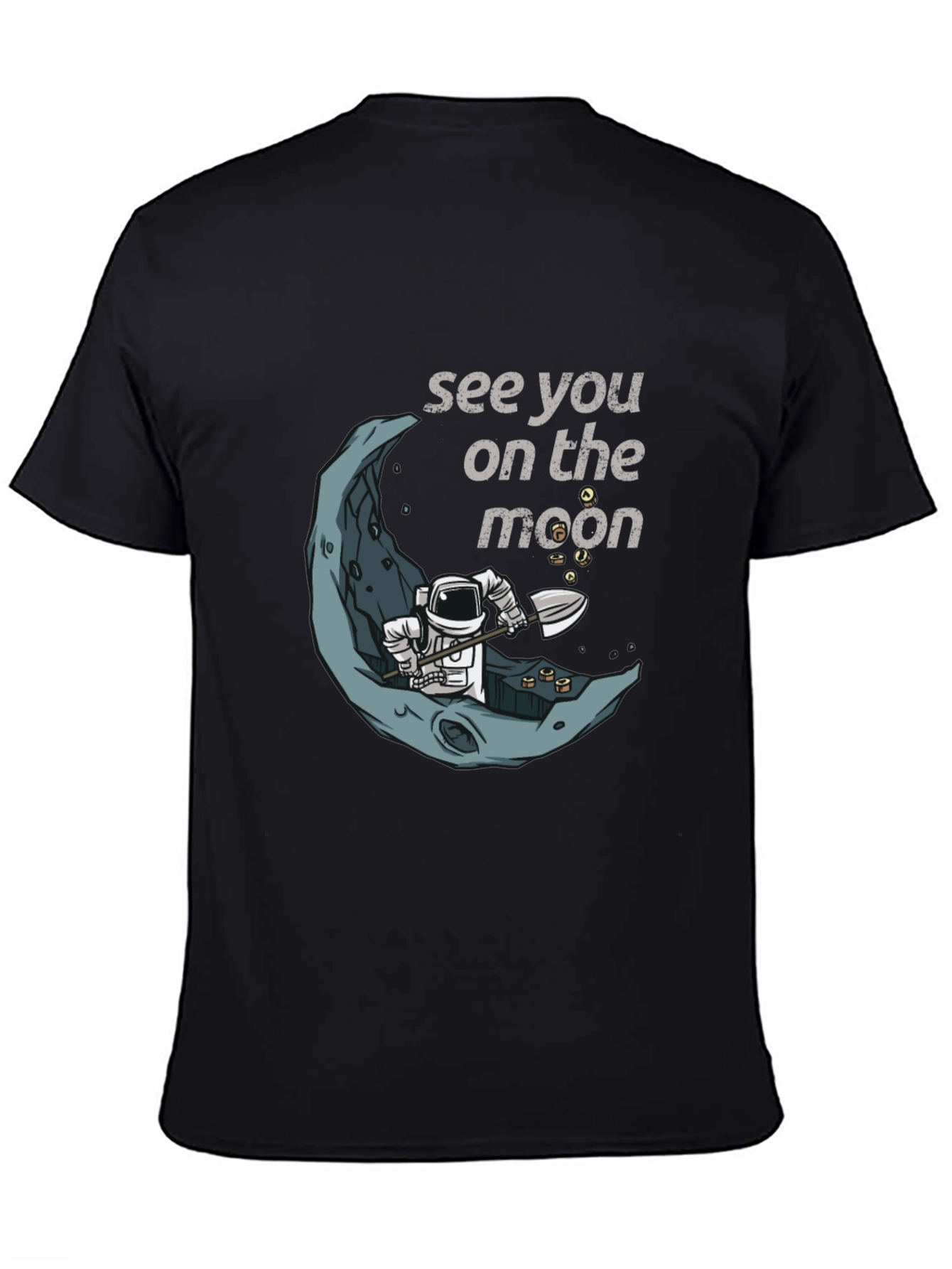 Black See You On The Moon T-Shirt, Spaceman Graphic Tee view 4