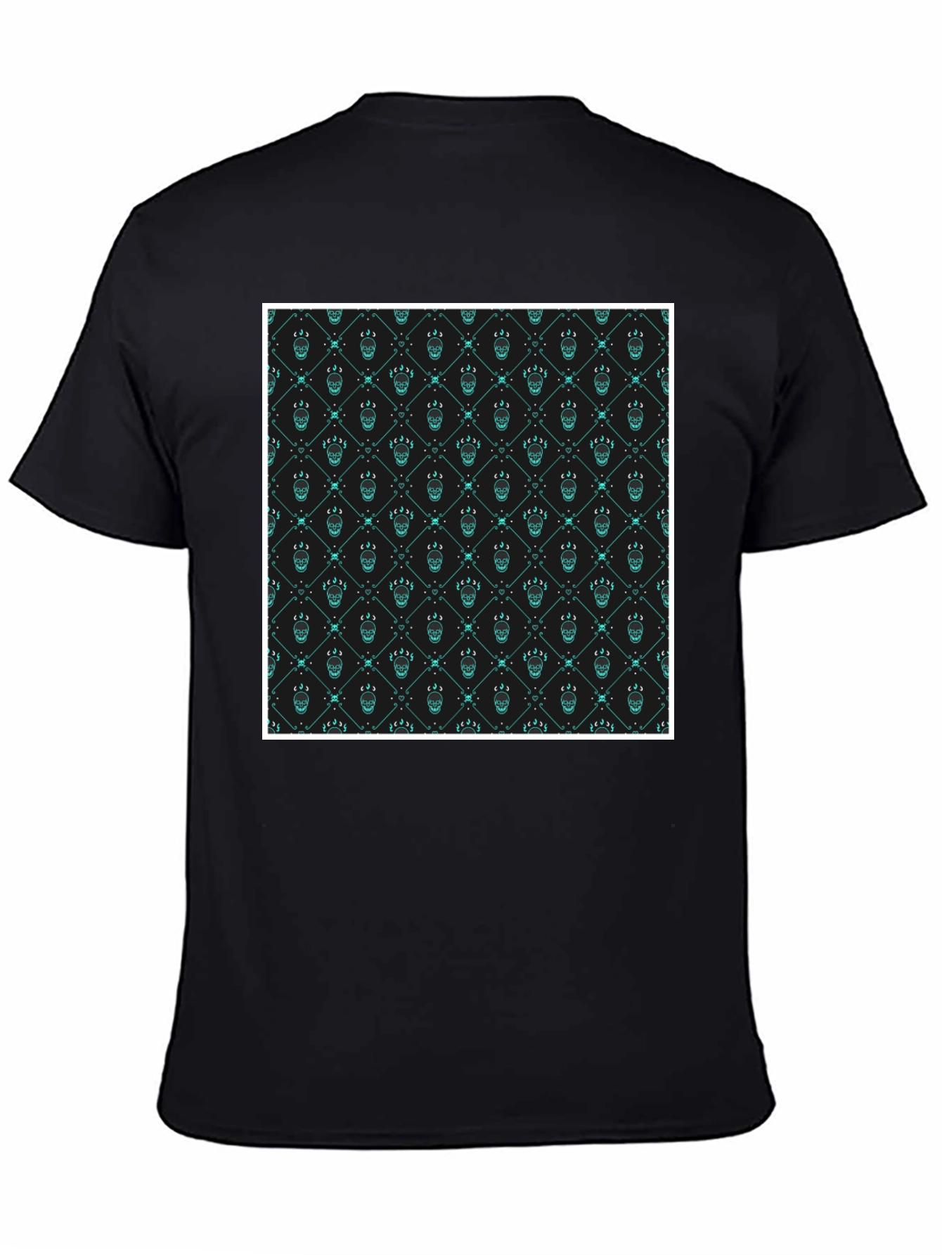 Black Patterned Graphic Print Crew Neck T-Shirt view 4