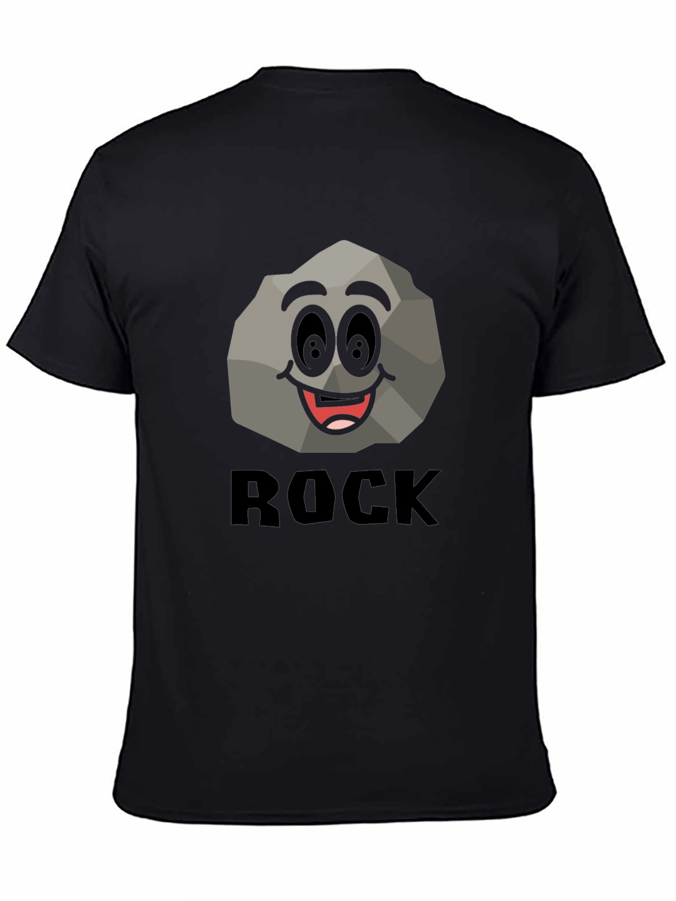 Black Funny Rock Graphic T-Shirt - Black Cotton Tee view 4