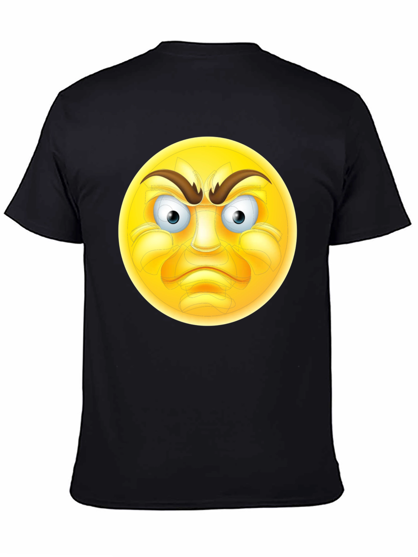 Black Angry Emoji T-Shirt - Black Cotton Tee view 4