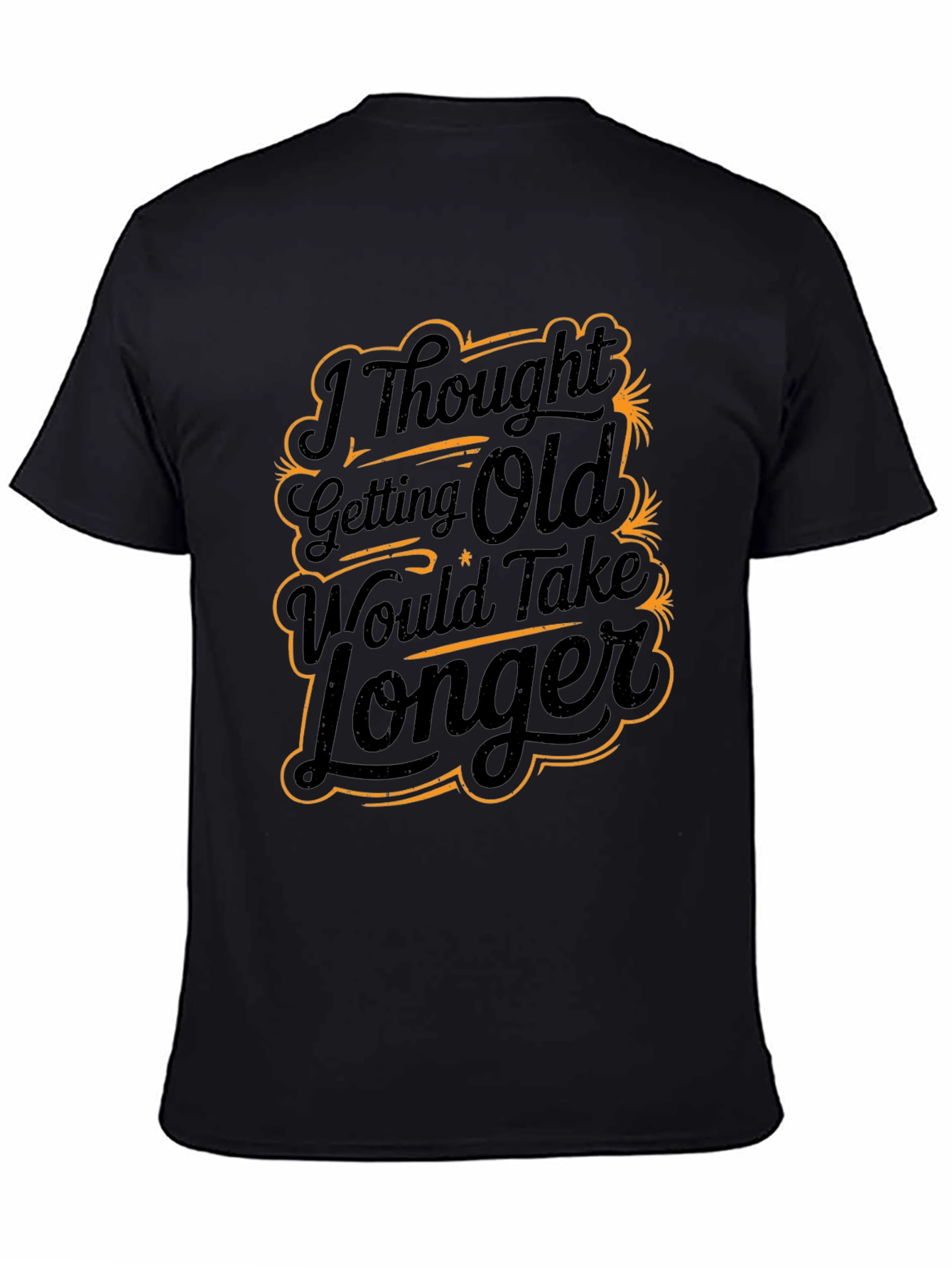 Black Funny "Getting Old" Graphic Print Black T-Shirt view 4