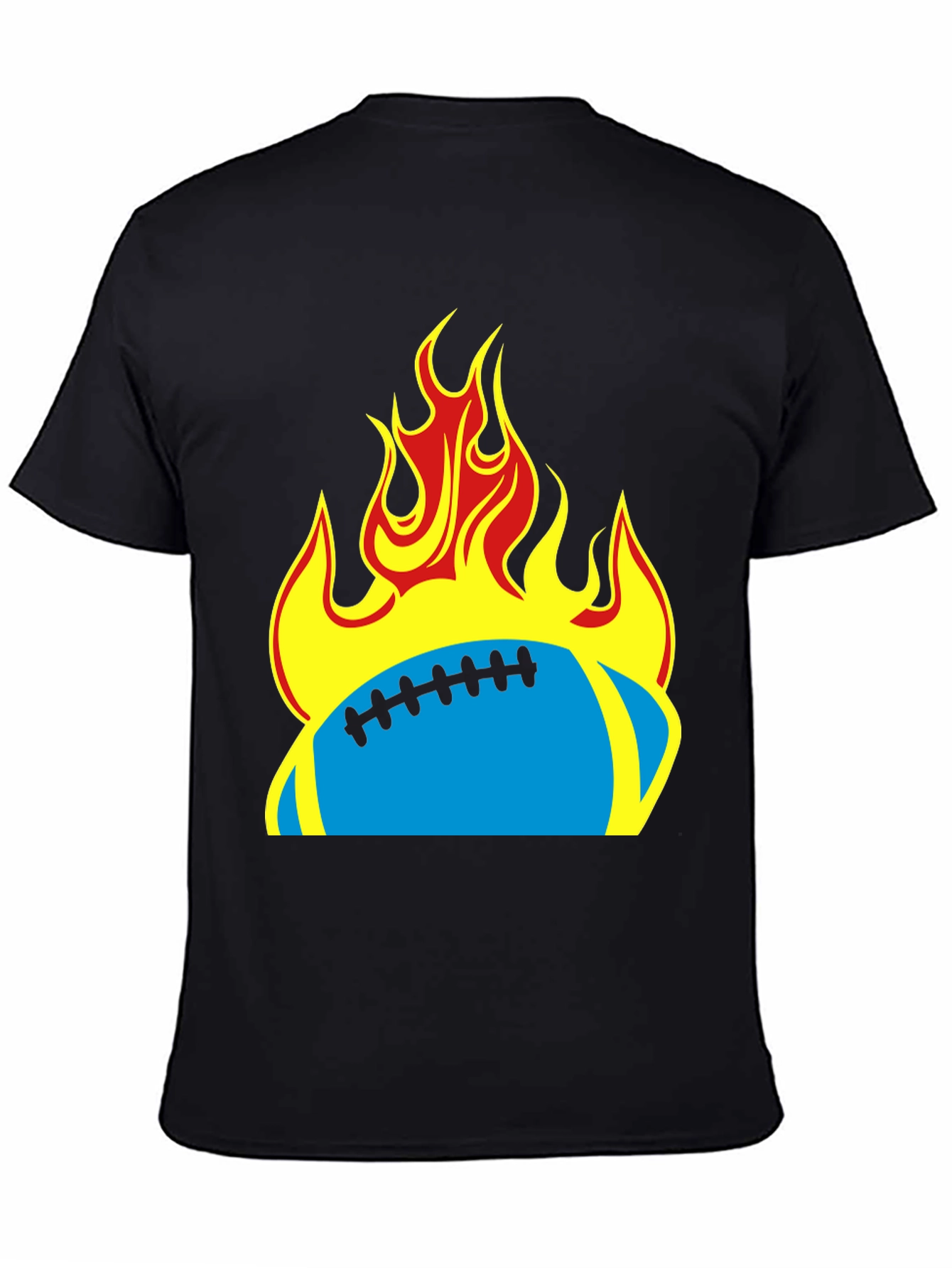 Black Flaming Football T-Shirt - Black Tee view 4