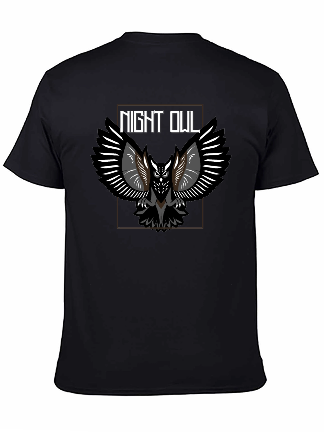 Black Night Owl Graphic Tee - Black Cotton Blend view 4