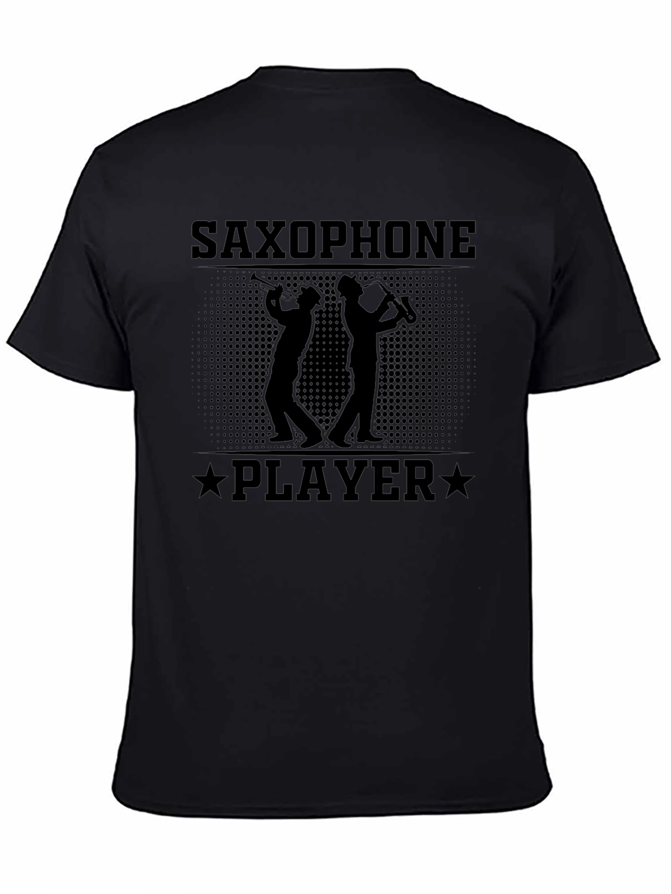 Black Saxophone Player T-Shirt - Musician Graphic Tee view 4