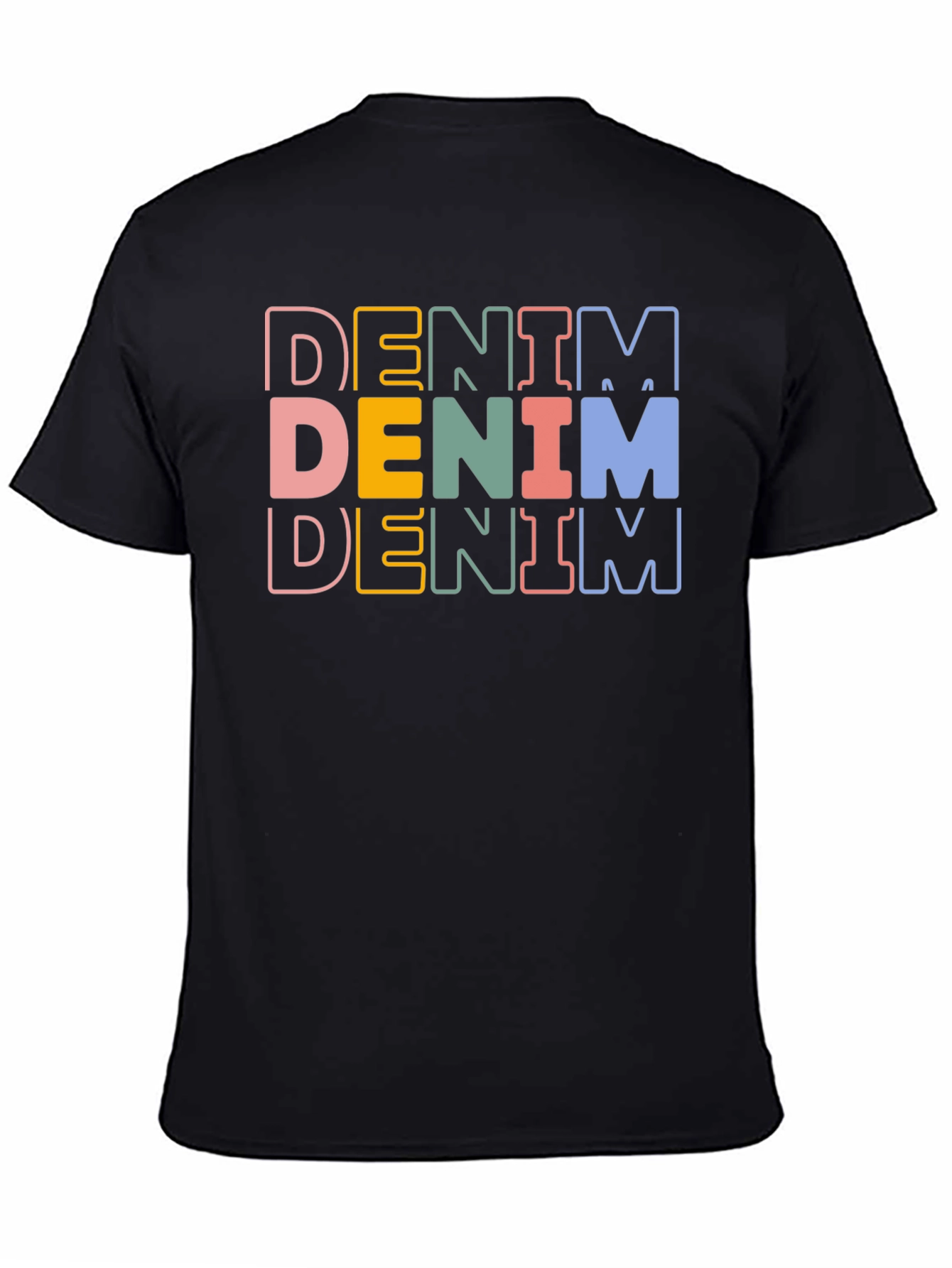 Black Denim Stacked Text Graphic Tee view 4