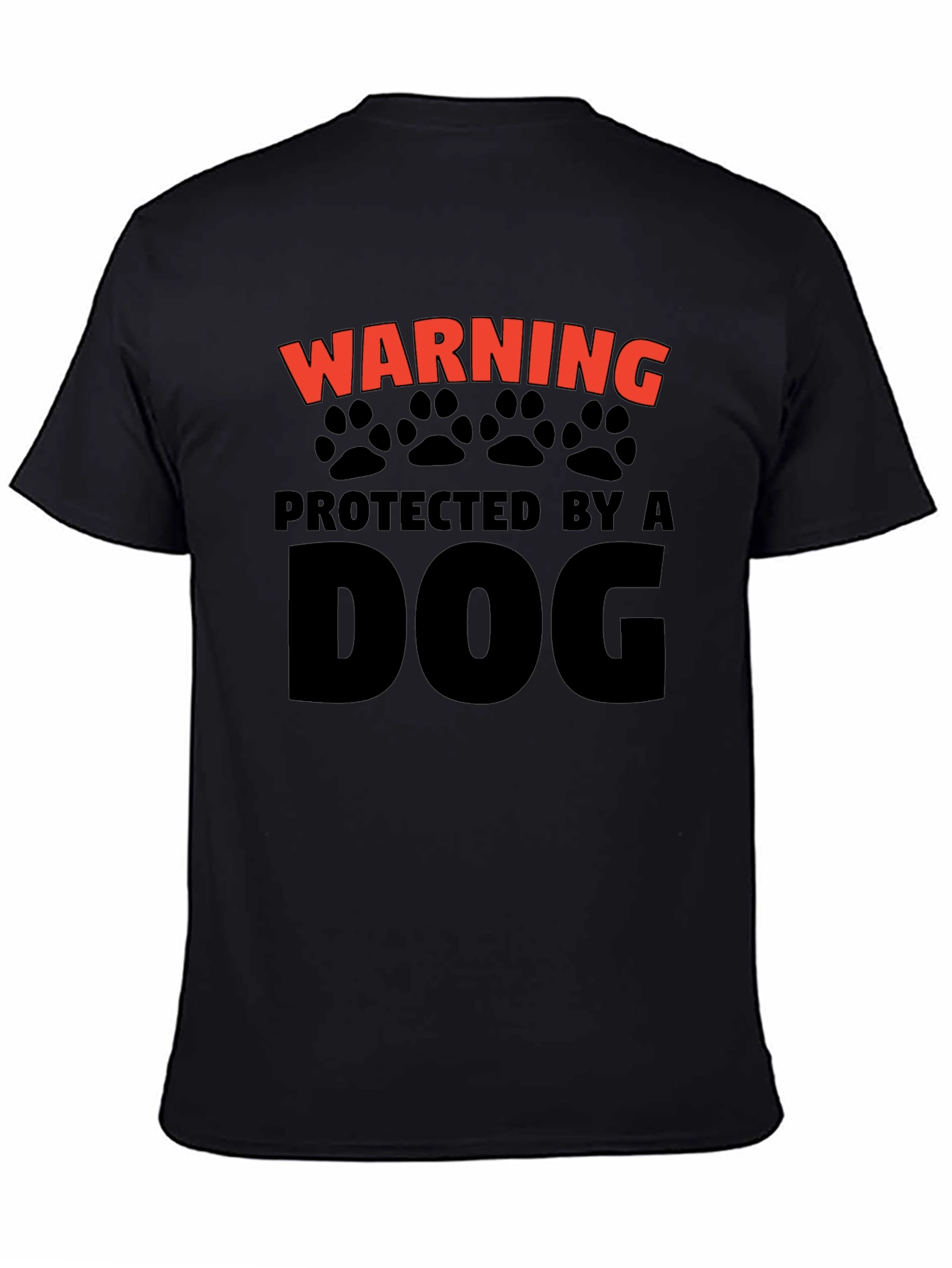Black Warning Protected by a Dog T-Shirt view 4