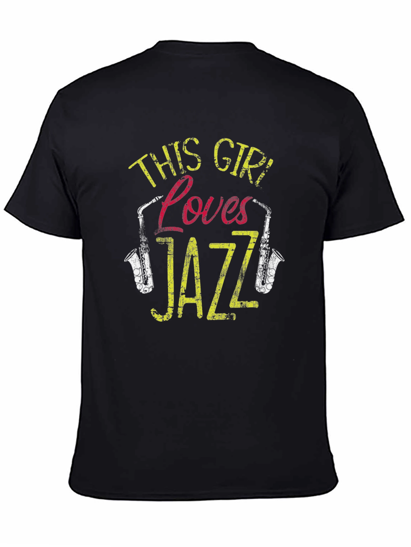 Black This Girl Loves Jazz T-Shirt - Musical Graphic Tee view 4