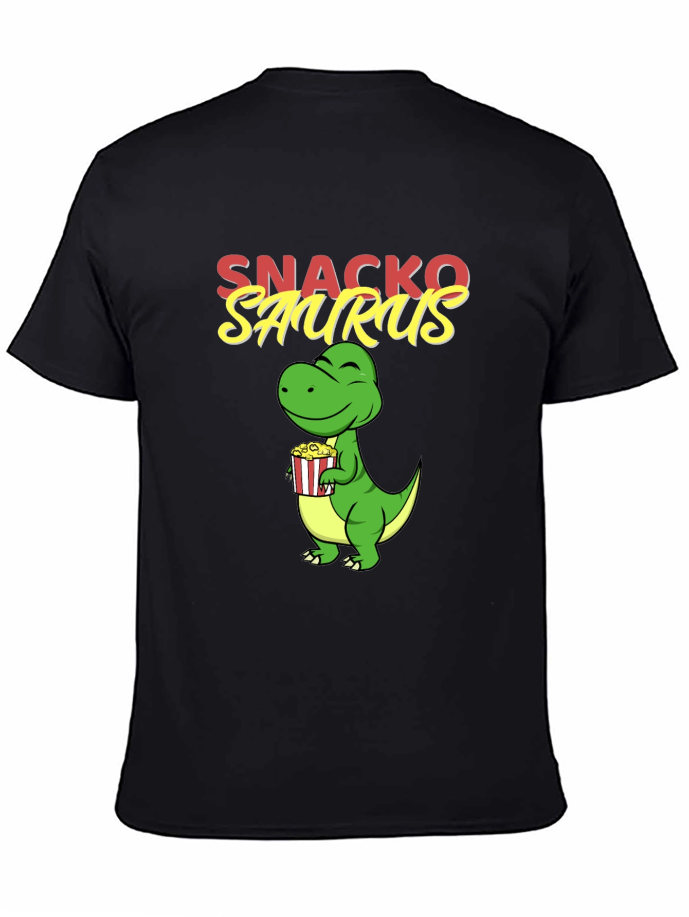 Black Snackosaurus Graphic Tee - Fun Dinosaur T-Shirt view 4