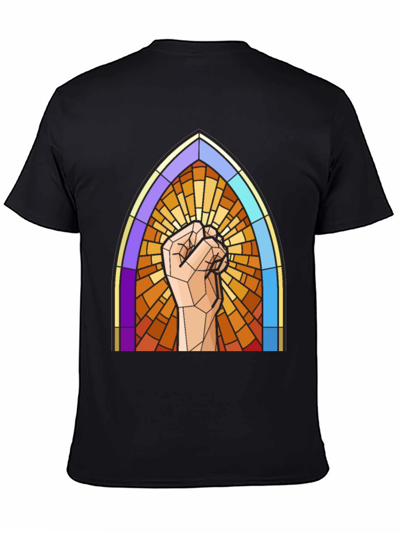Black Stained Glass Fist T-Shirt view 4