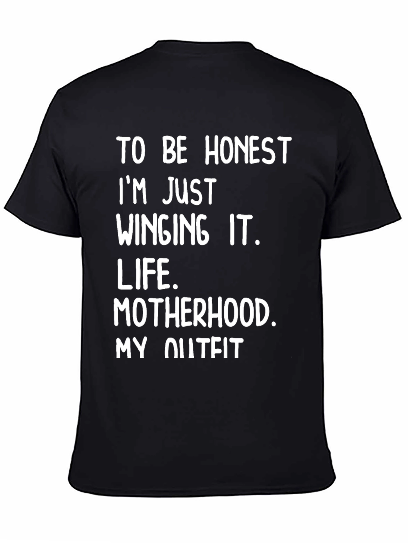 Black Funny "Winging It" Motherhood Tee view 4