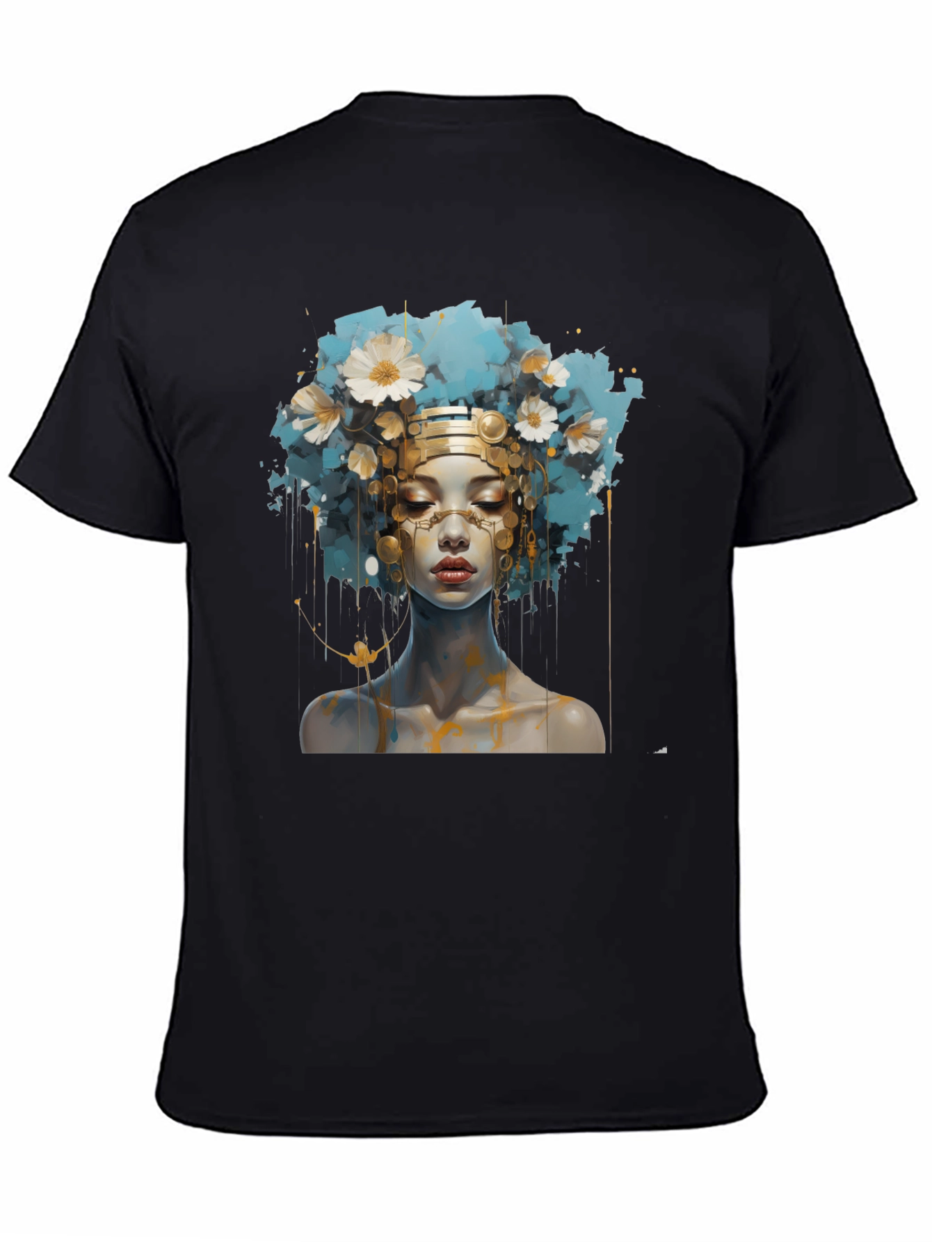 Black Artistic Woman Graphic Black Tee view 4