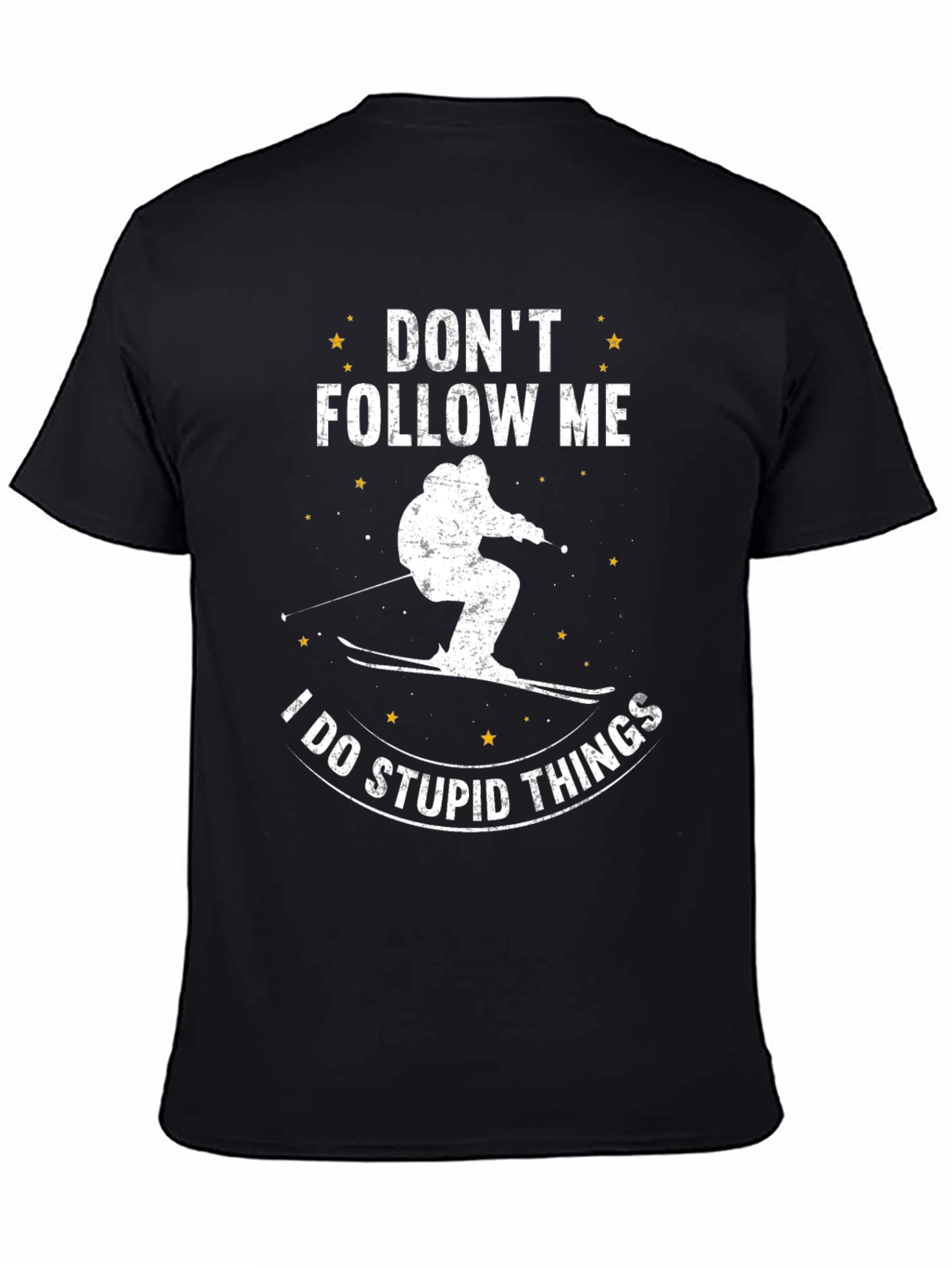 Black Don't Follow Me T-Shirt - Skiing Graphic Tee view 4