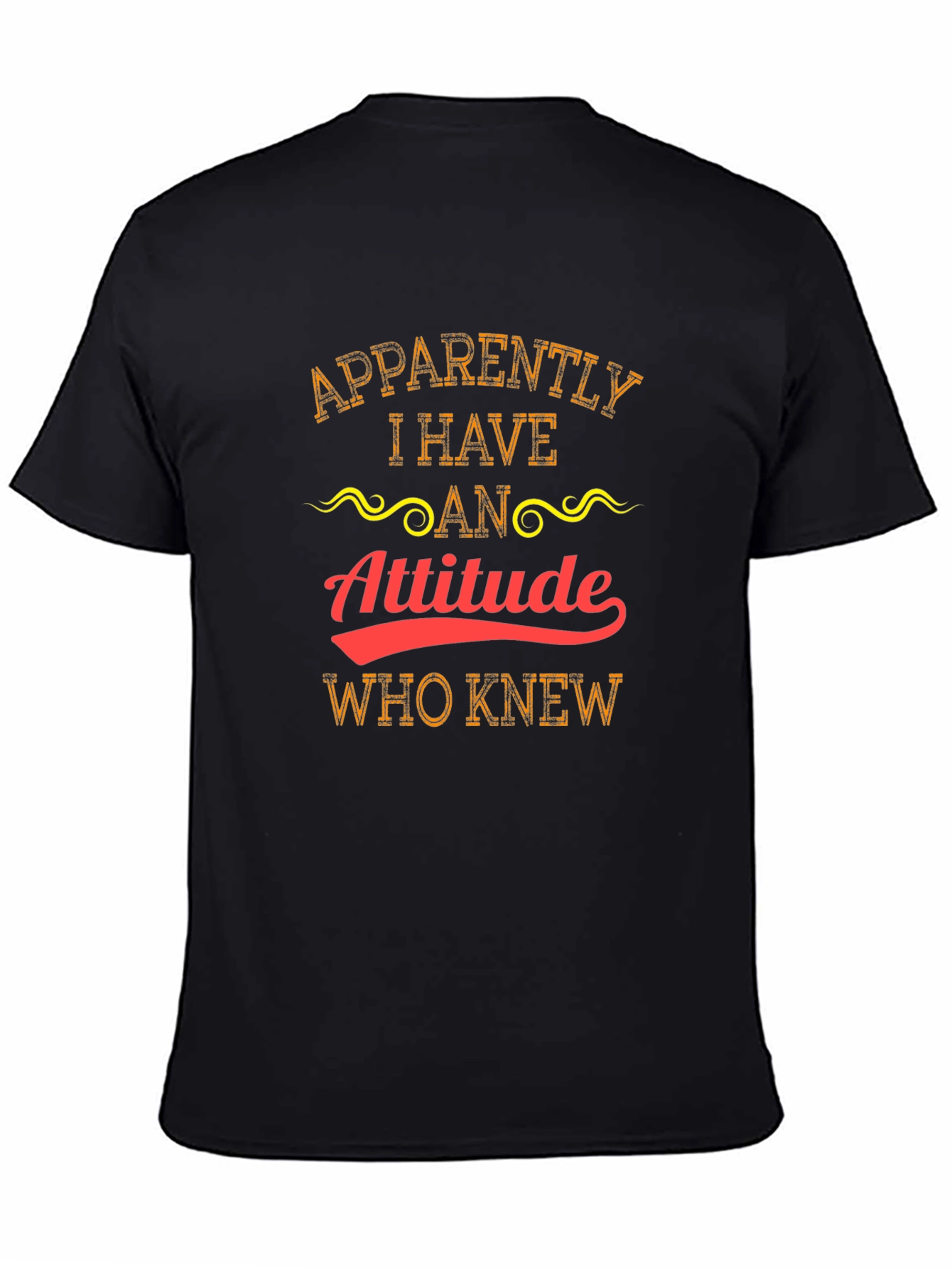 Black Attitude T-Shirt - Funny Graphic Tee view 4
